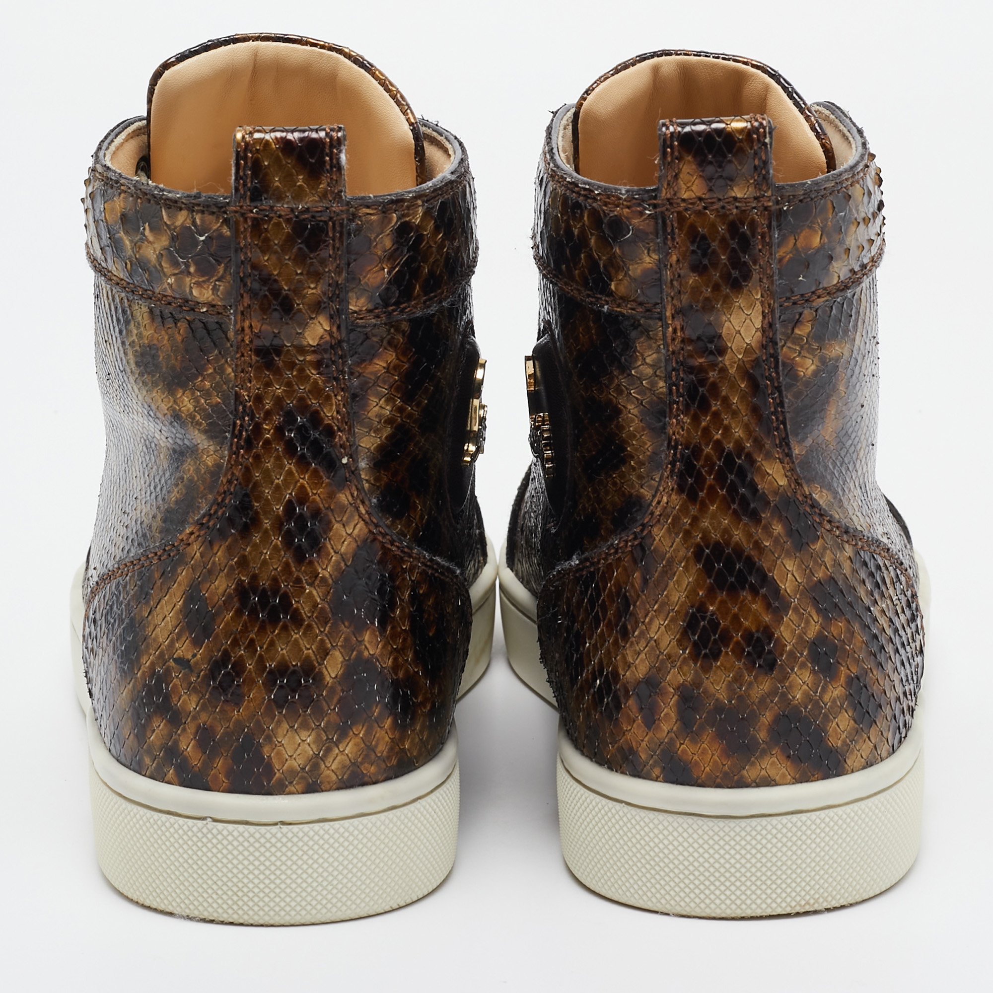 Christian Louboutin Brown Python Louis High Top Sneakers Size 40