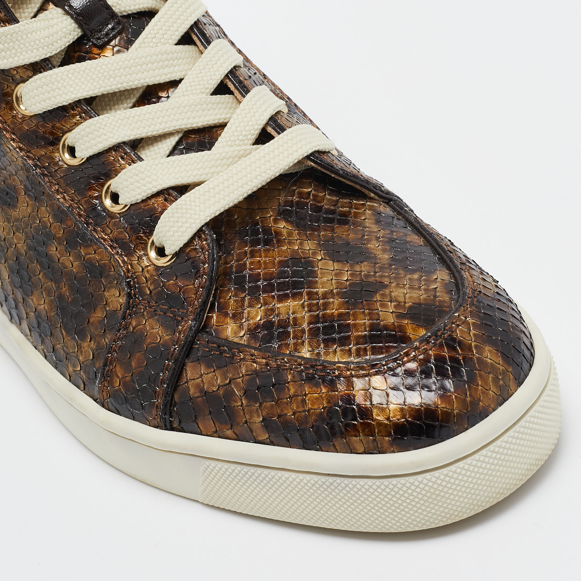 Christian Louboutin Brown Python Louis High Top Sneakers Size 40