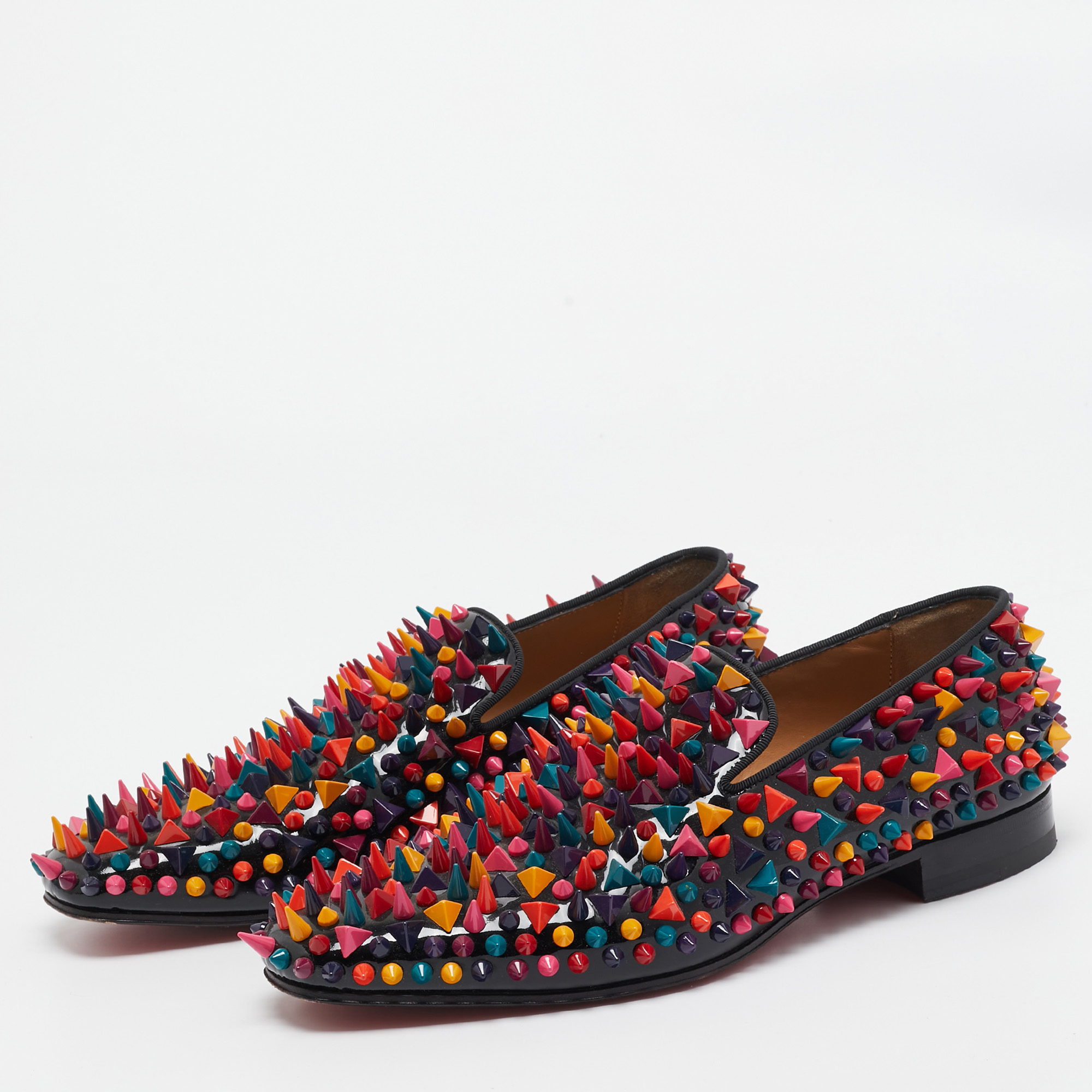 Christian Louboutin Multicolor Patent Dandy Pik Pik Loafers Size 40