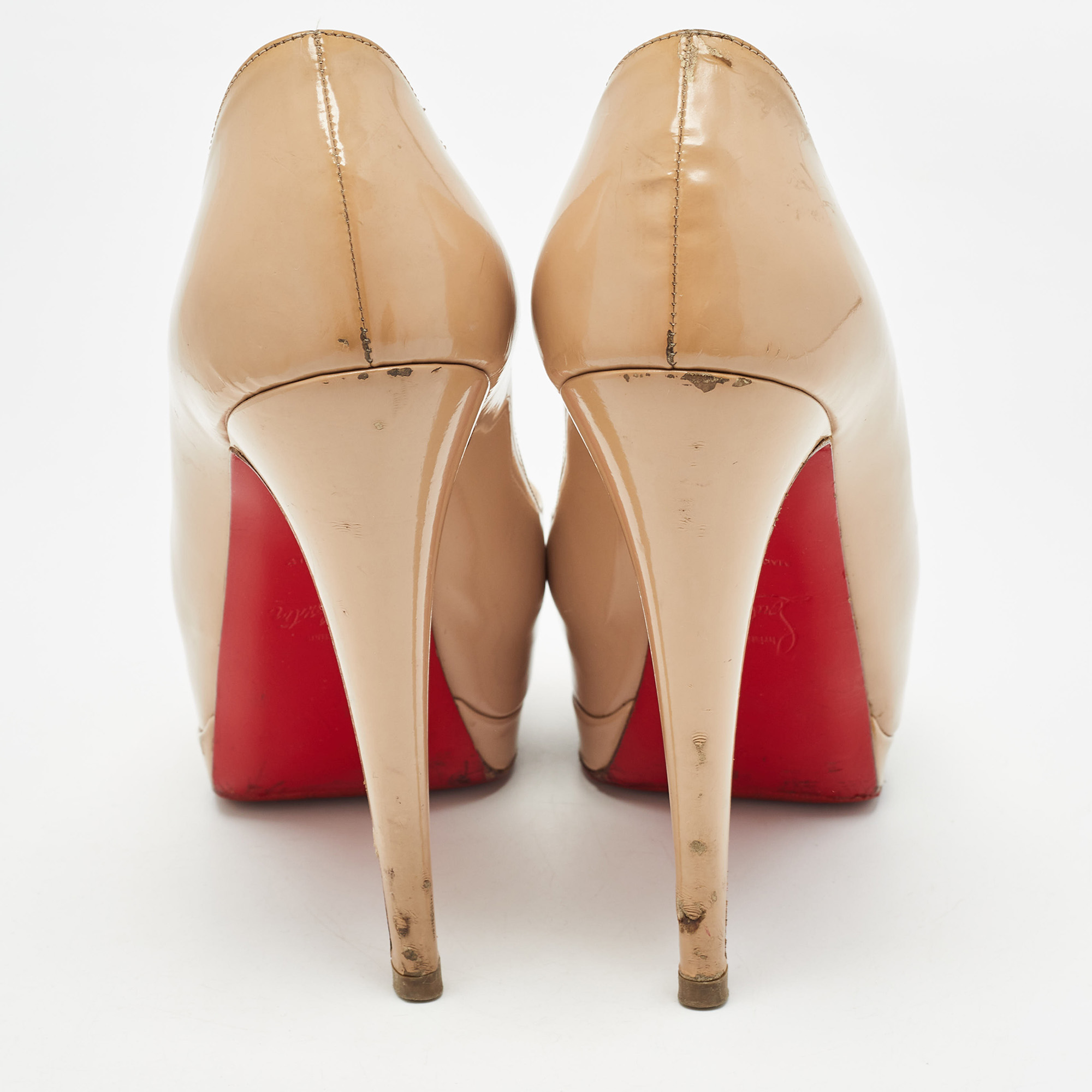 Christian Louboutin Beige Patent Leather Altadama Pumps Size 37