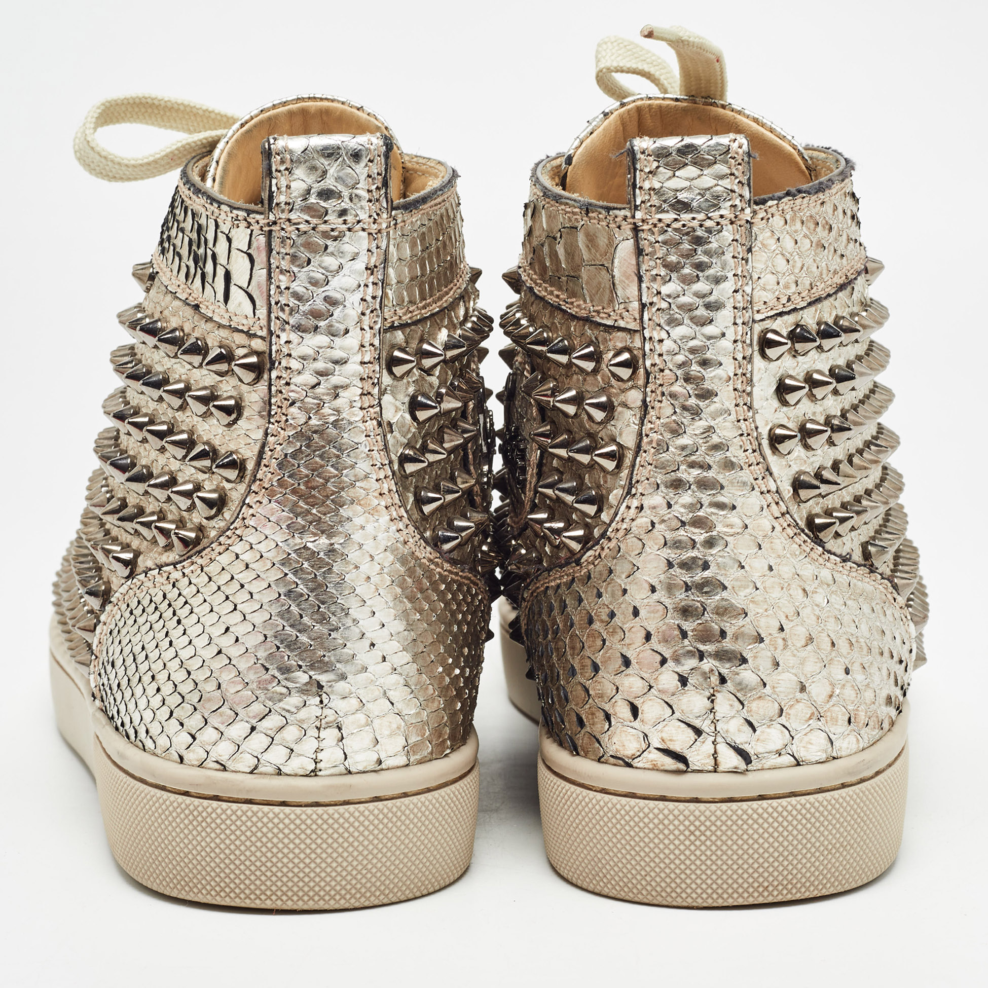 Christian Louboutin Gold Python Louis Spikes Sneakers Size 40