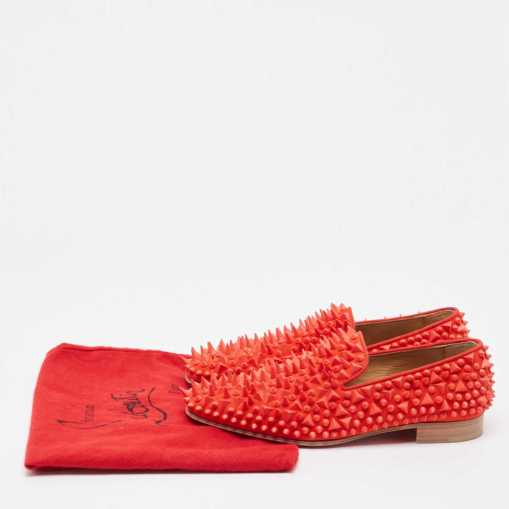 Christian Louboutin Red Suede Spike Smoking Slippers Size 40