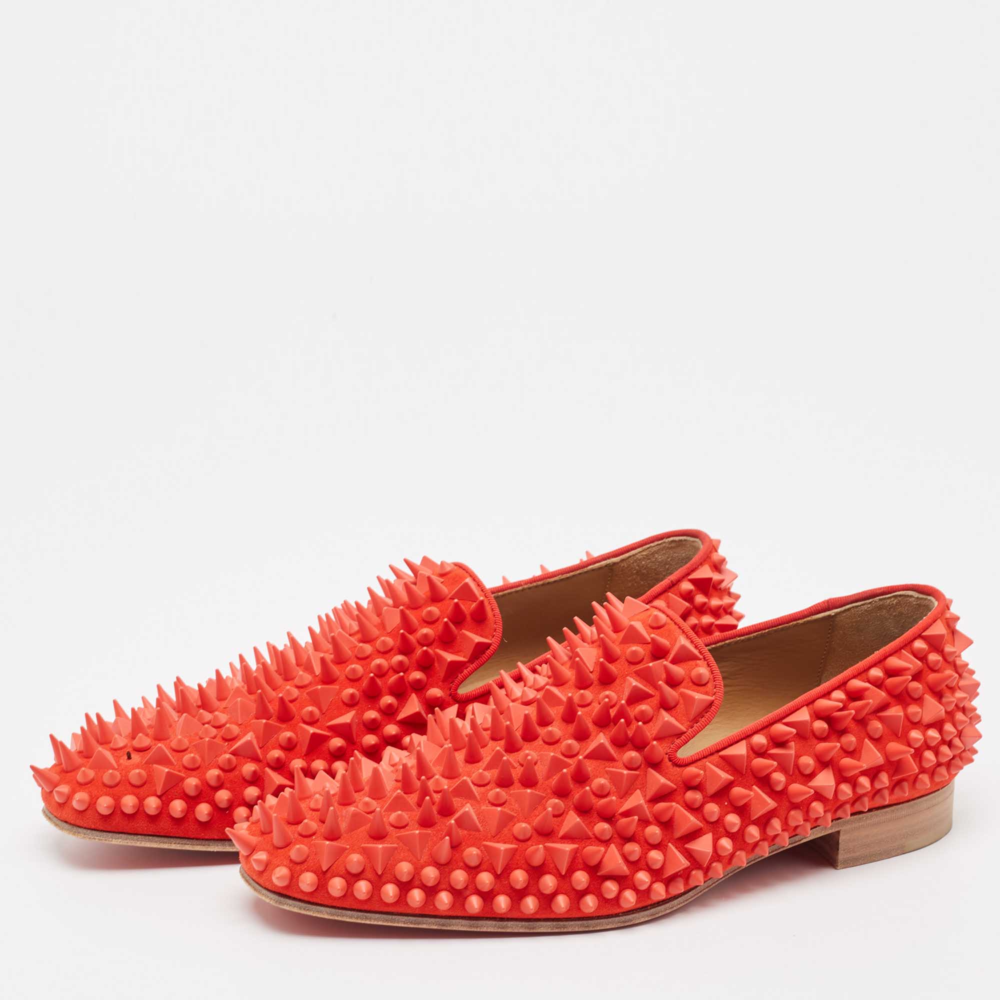 Christian Louboutin Red Suede Spike Smoking Slippers Size 40