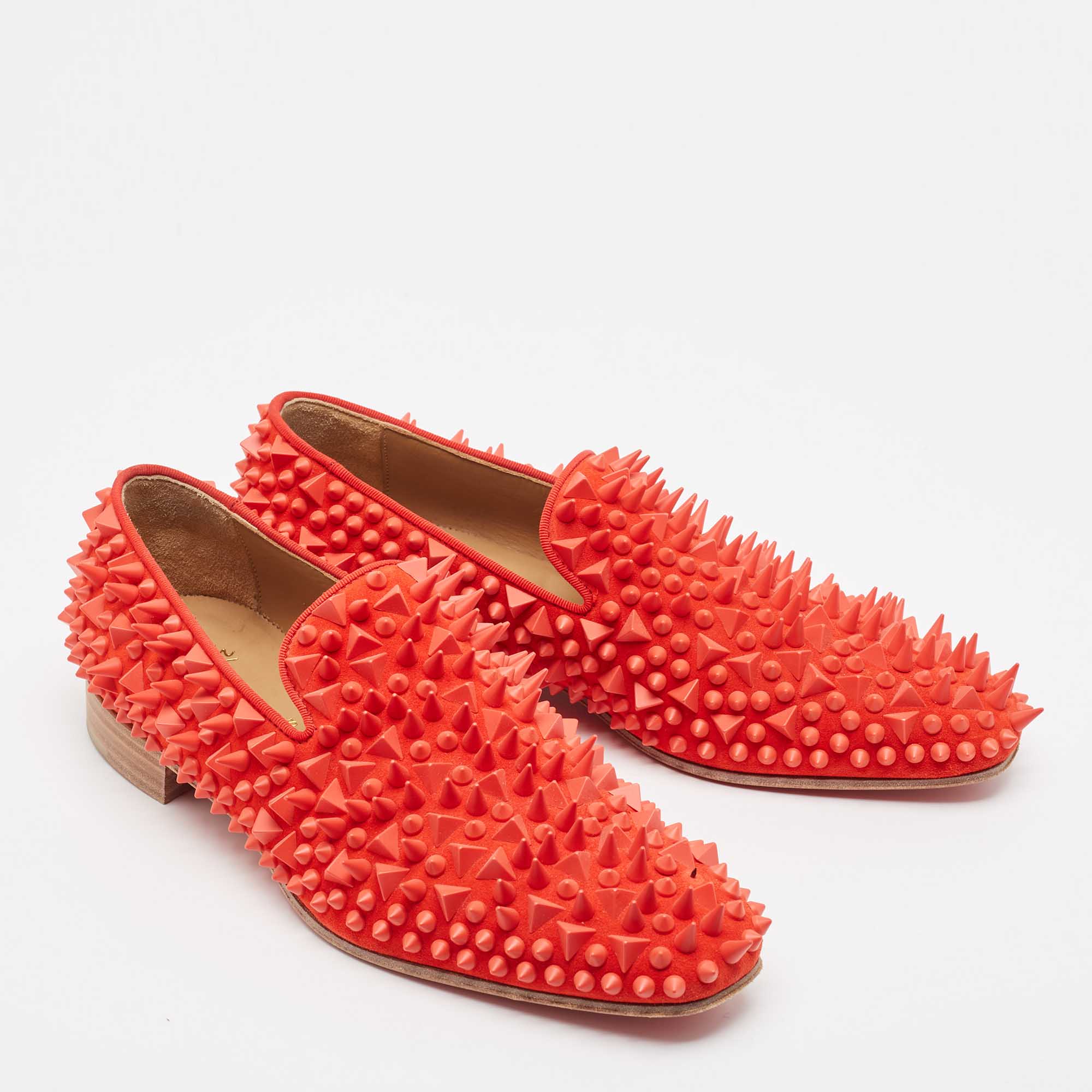 Christian Louboutin Red Suede Spike Smoking Slippers Size 40