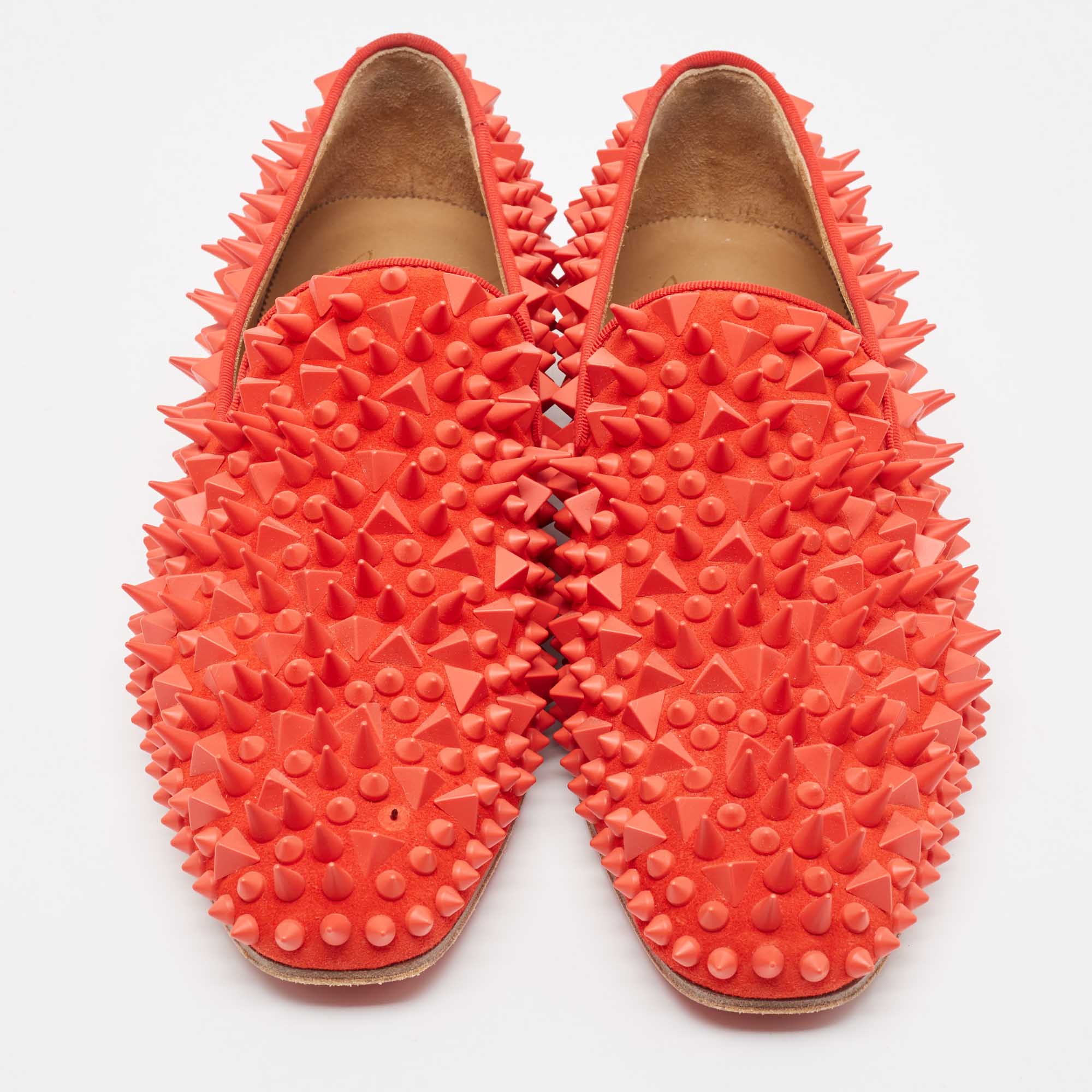 Christian Louboutin Red Suede Spike Smoking Slippers Size 40