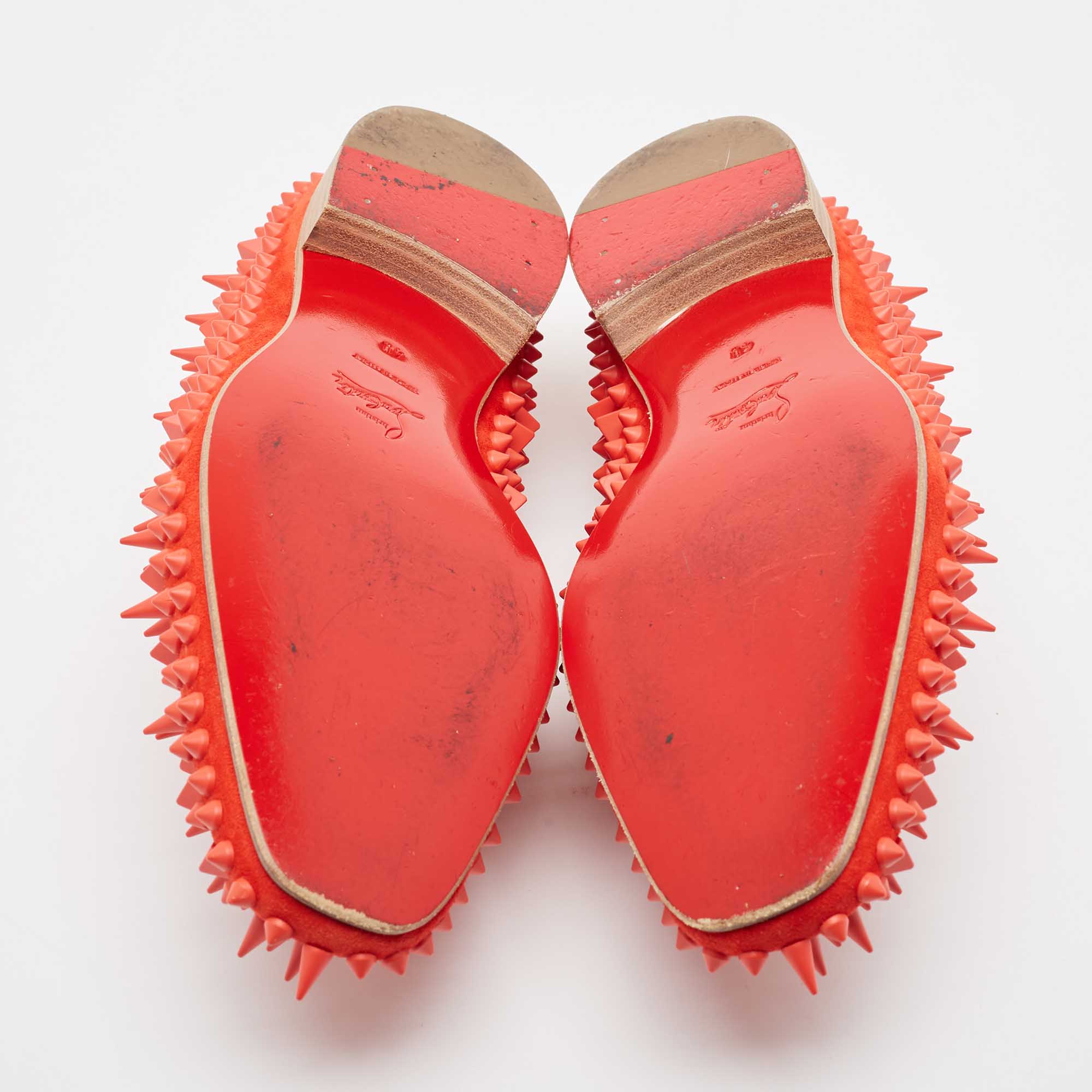 Christian Louboutin Red Suede Spike Smoking Slippers Size 40