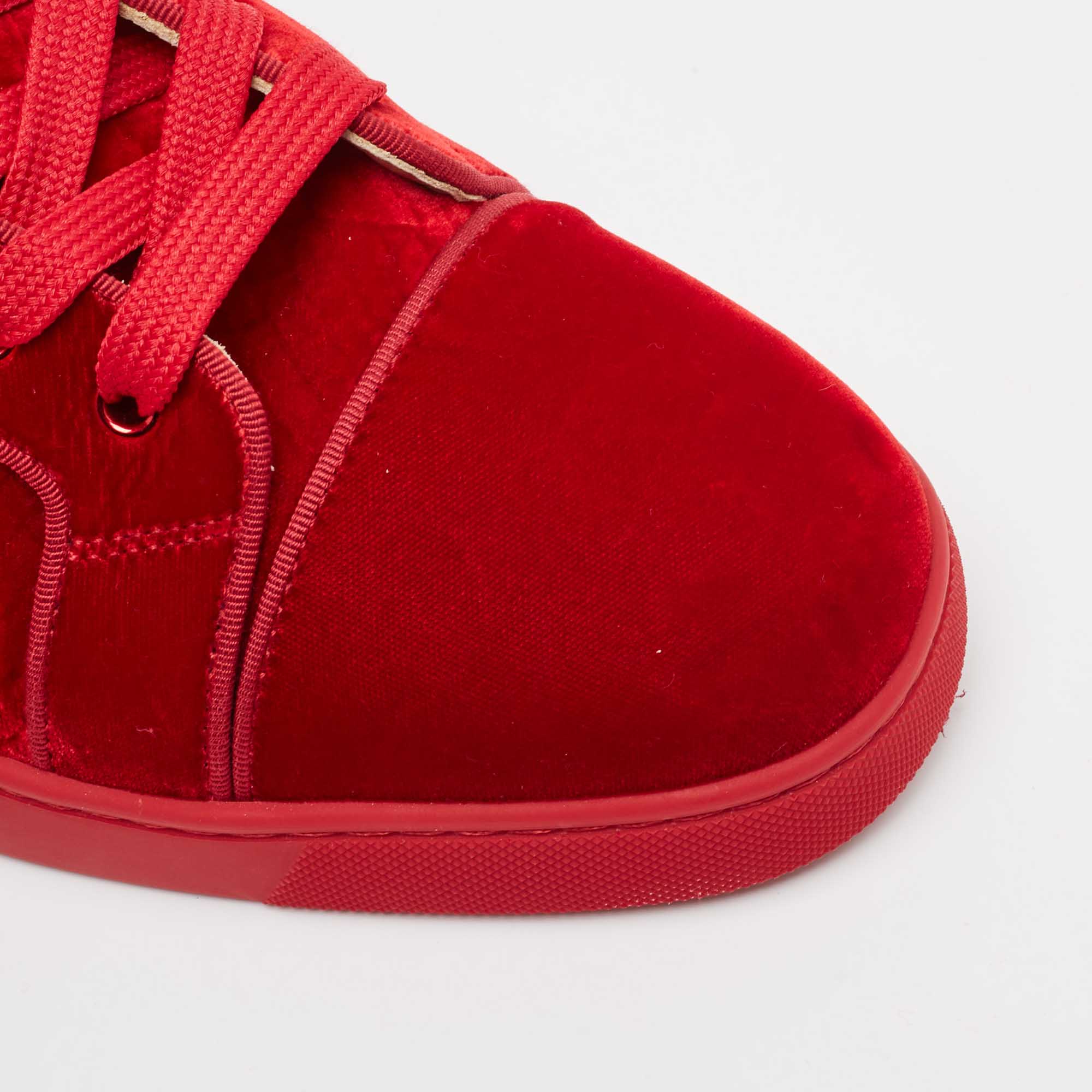 Christian Louboutin Red Velvet Louis High Top Sneakers Size 43