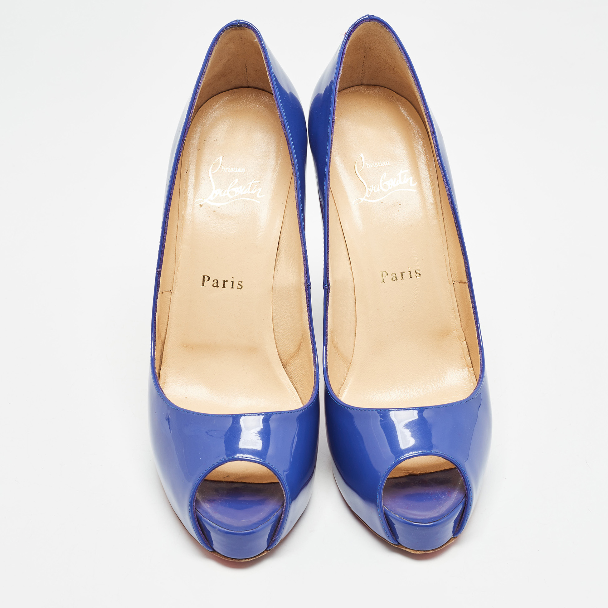 Christian Louboutin Blue Patent Leather Very Prive Pumps Size 38.5