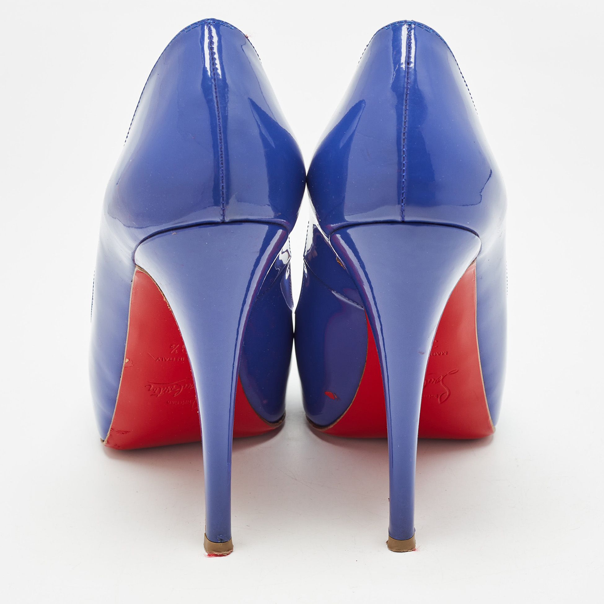 Christian Louboutin Blue Patent Leather Very Prive Pumps Size 38.5