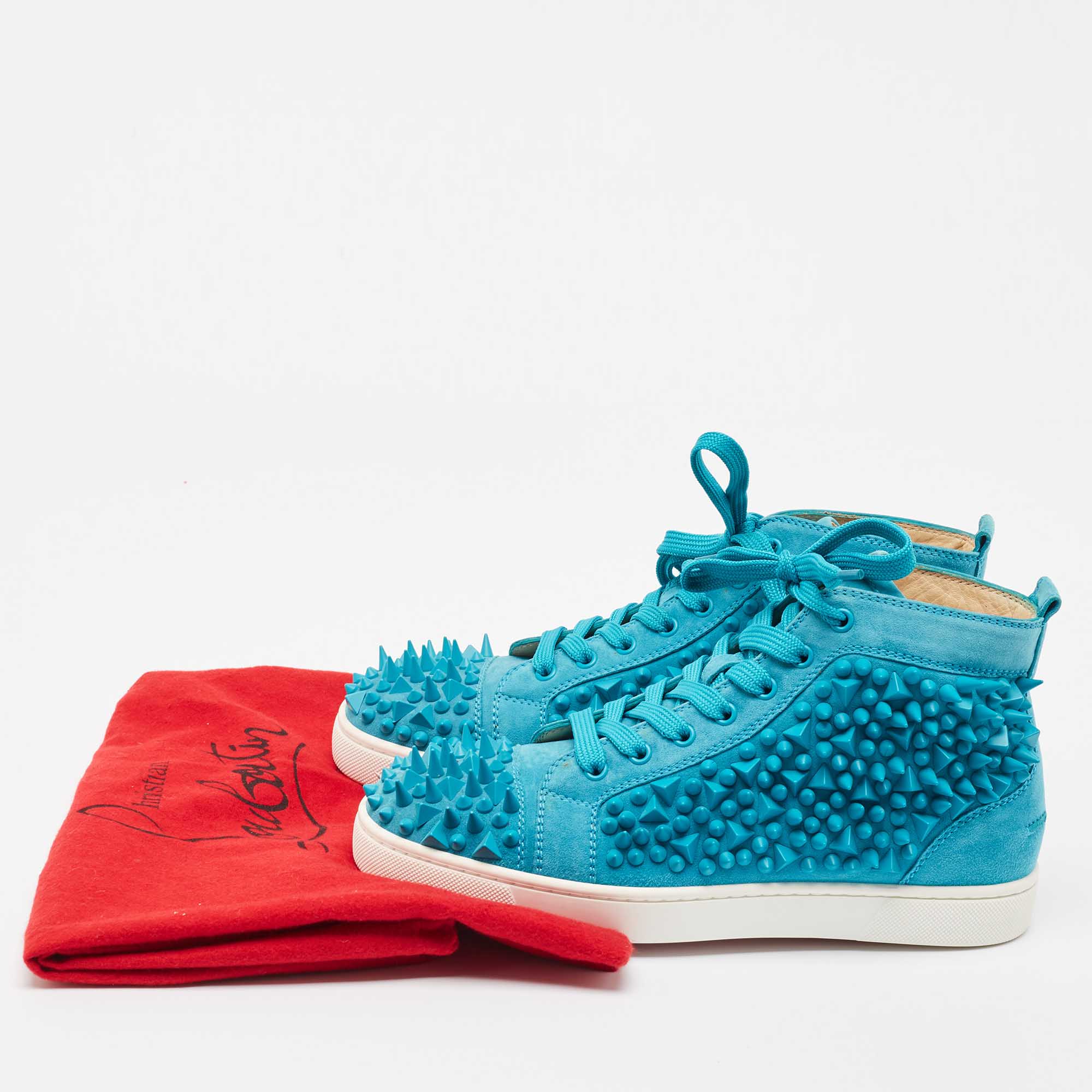 Christian Louboutin Blue Suede Pik Pik Louis High Top Sneakers Size 40