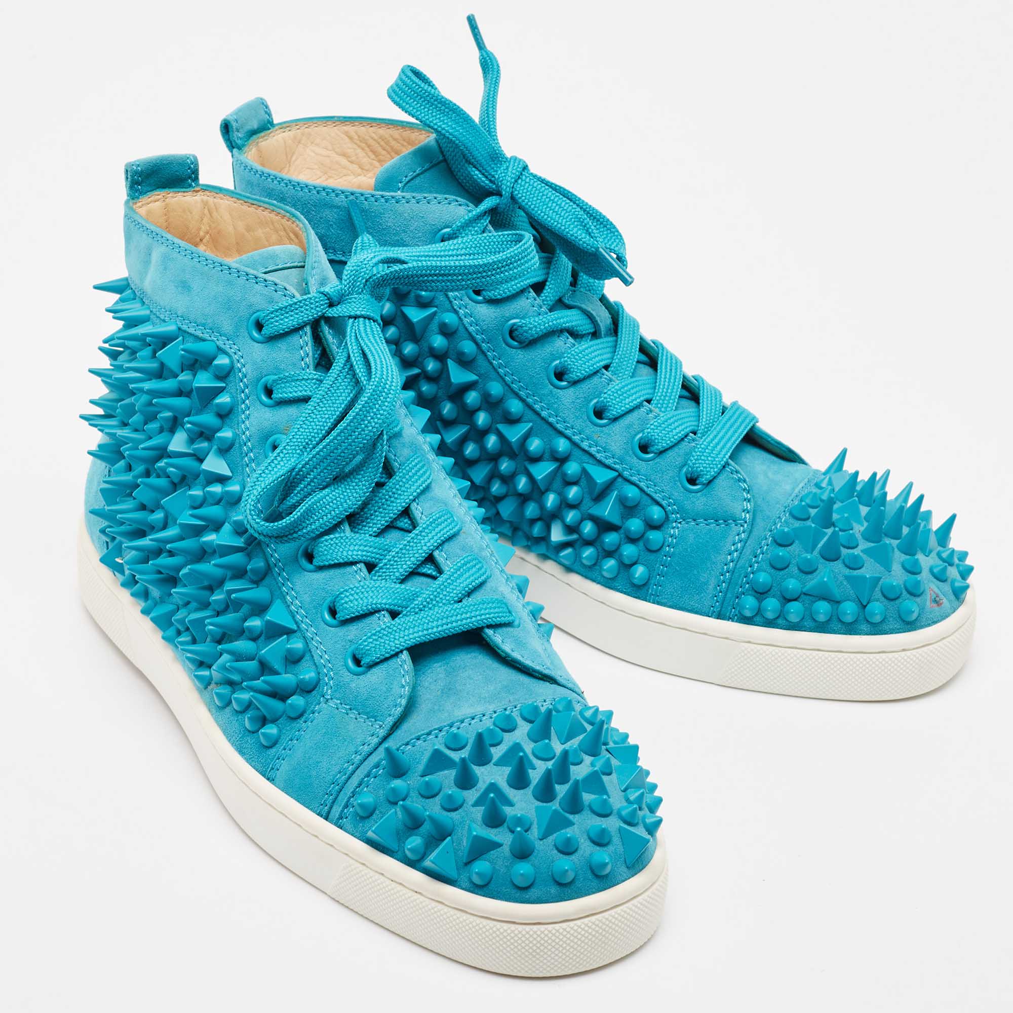 Christian Louboutin Blue Suede Pik Pik Louis High Top Sneakers Size 40