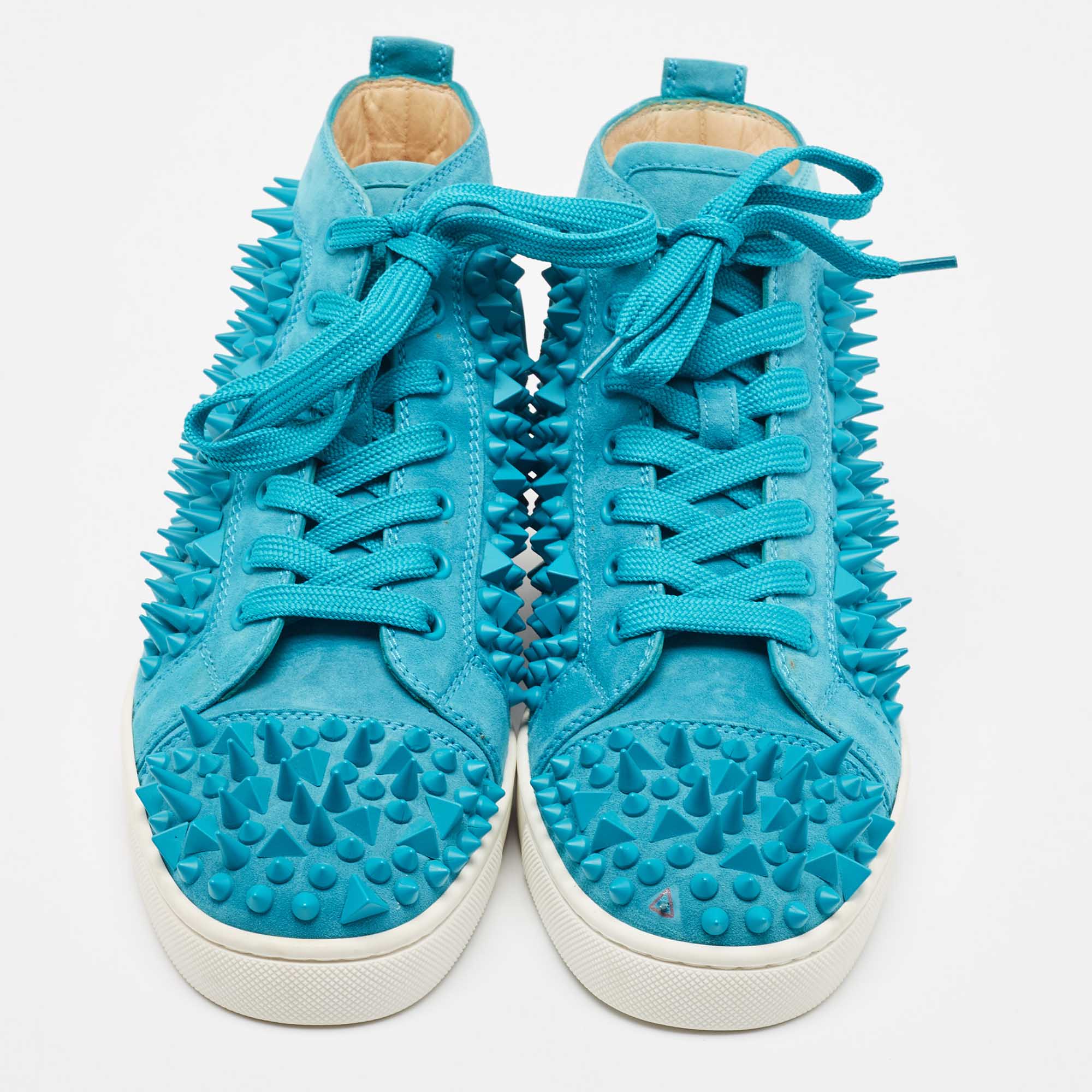 Christian Louboutin Blue Suede Pik Pik Louis High Top Sneakers Size 40