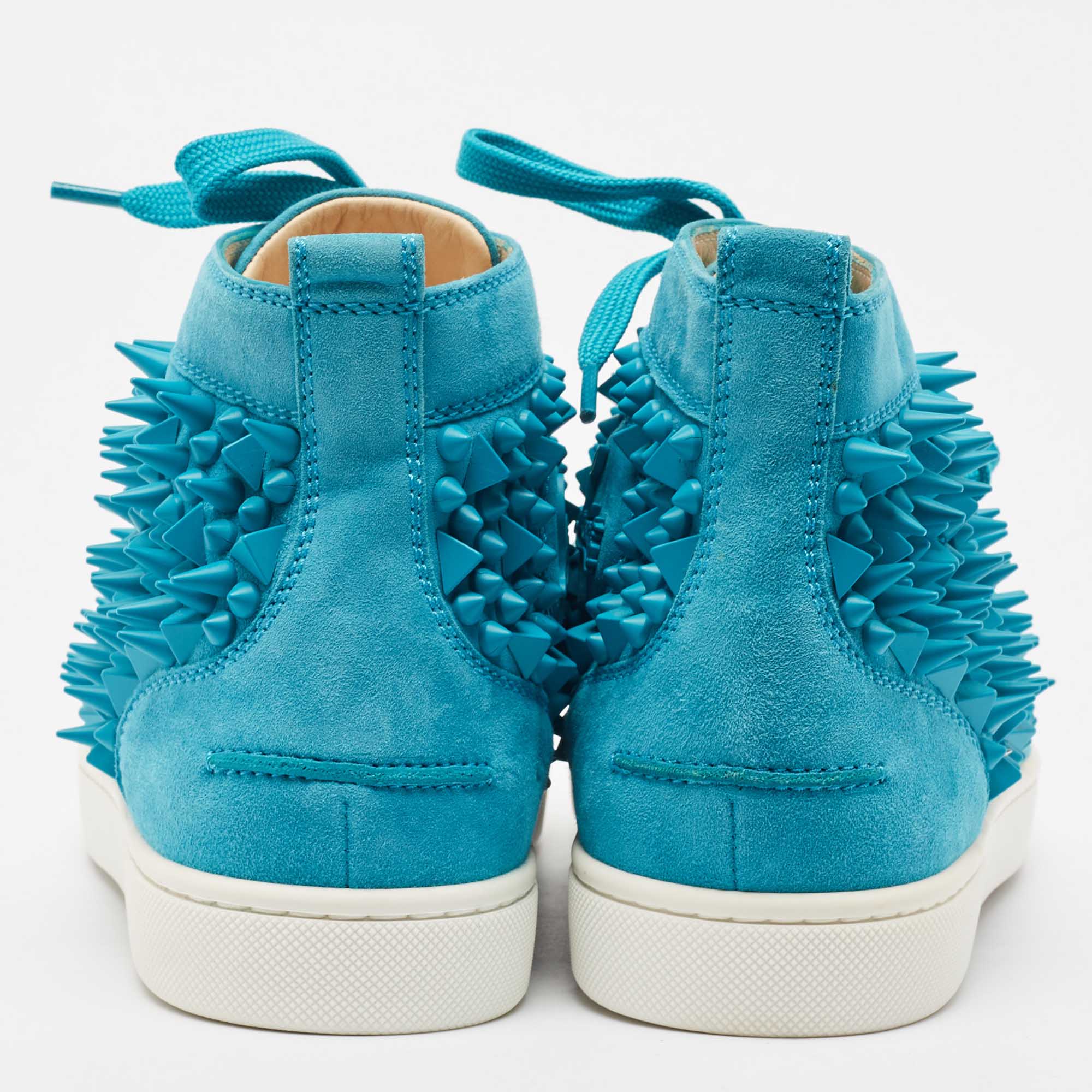 Christian Louboutin Blue Suede Pik Pik Louis High Top Sneakers Size 40