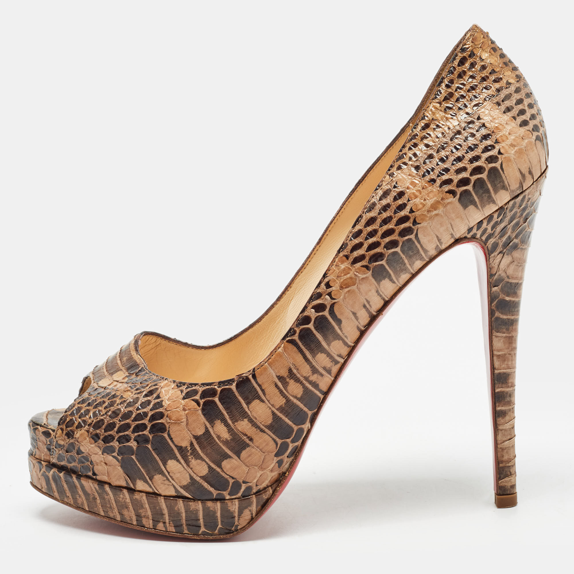 Christian Louboutin Brown Watersnake Altadama Pumps Size 39.5