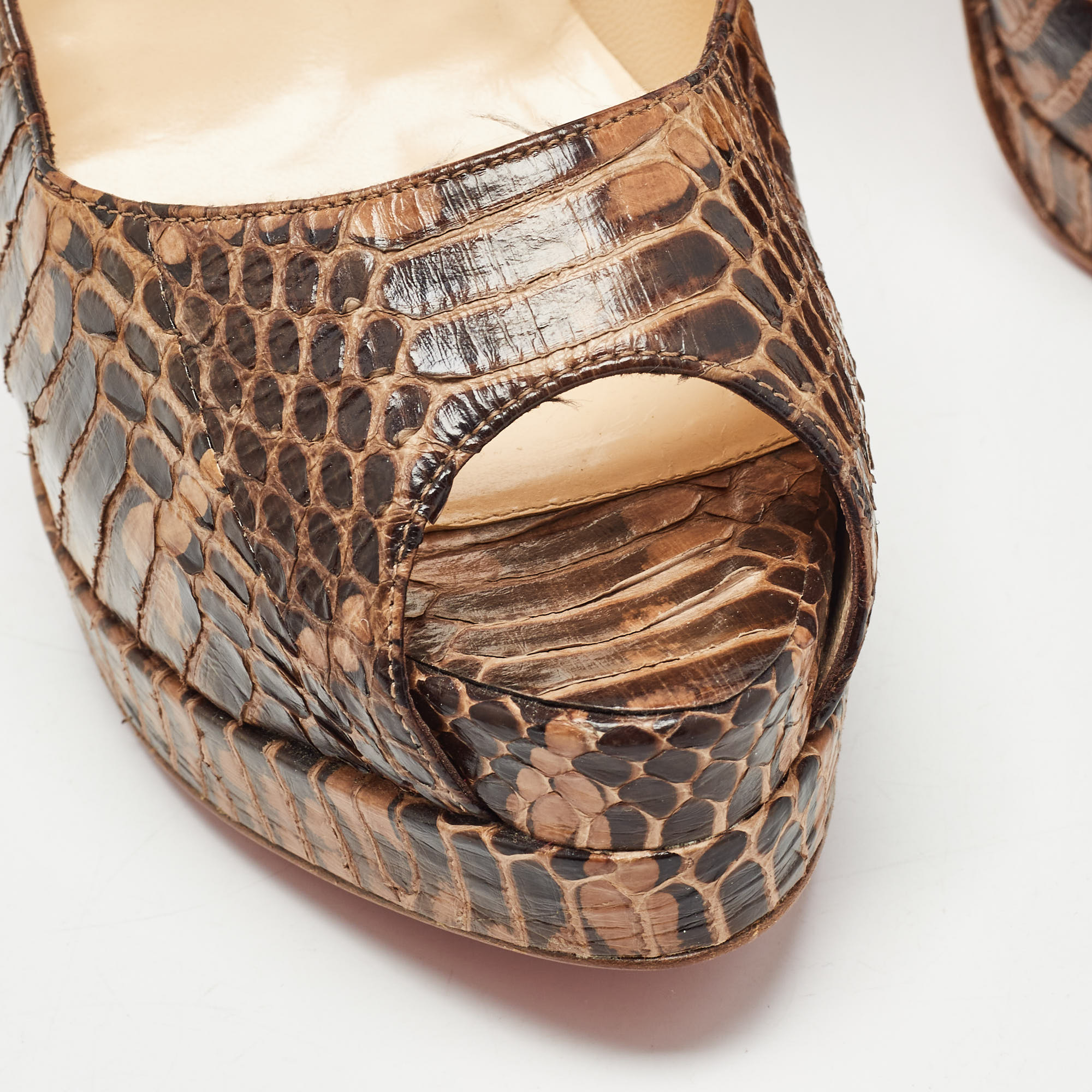 Christian Louboutin Brown Watersnake Altadama Pumps Size 39.5