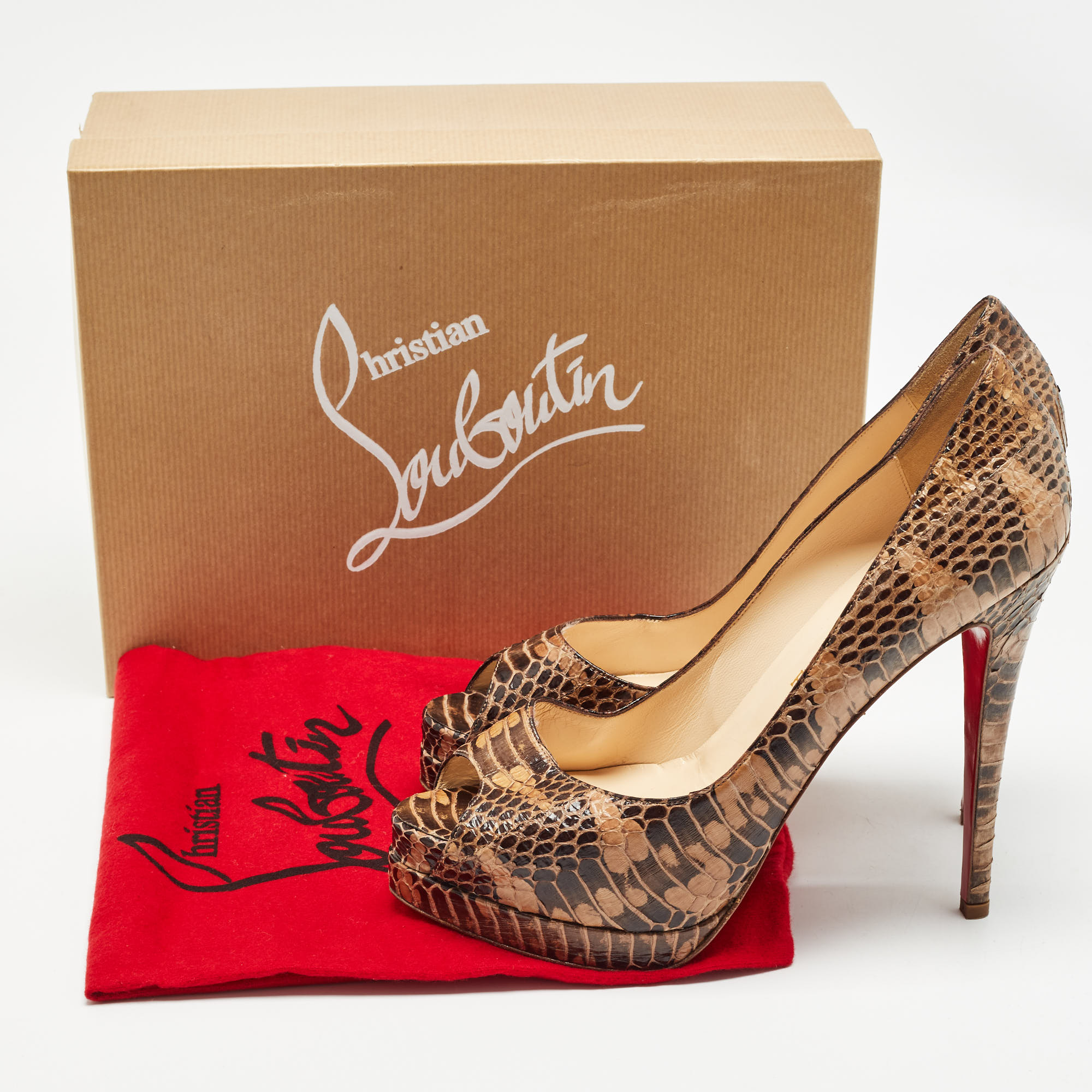 Christian Louboutin Brown Watersnake Altadama Pumps Size 39.5