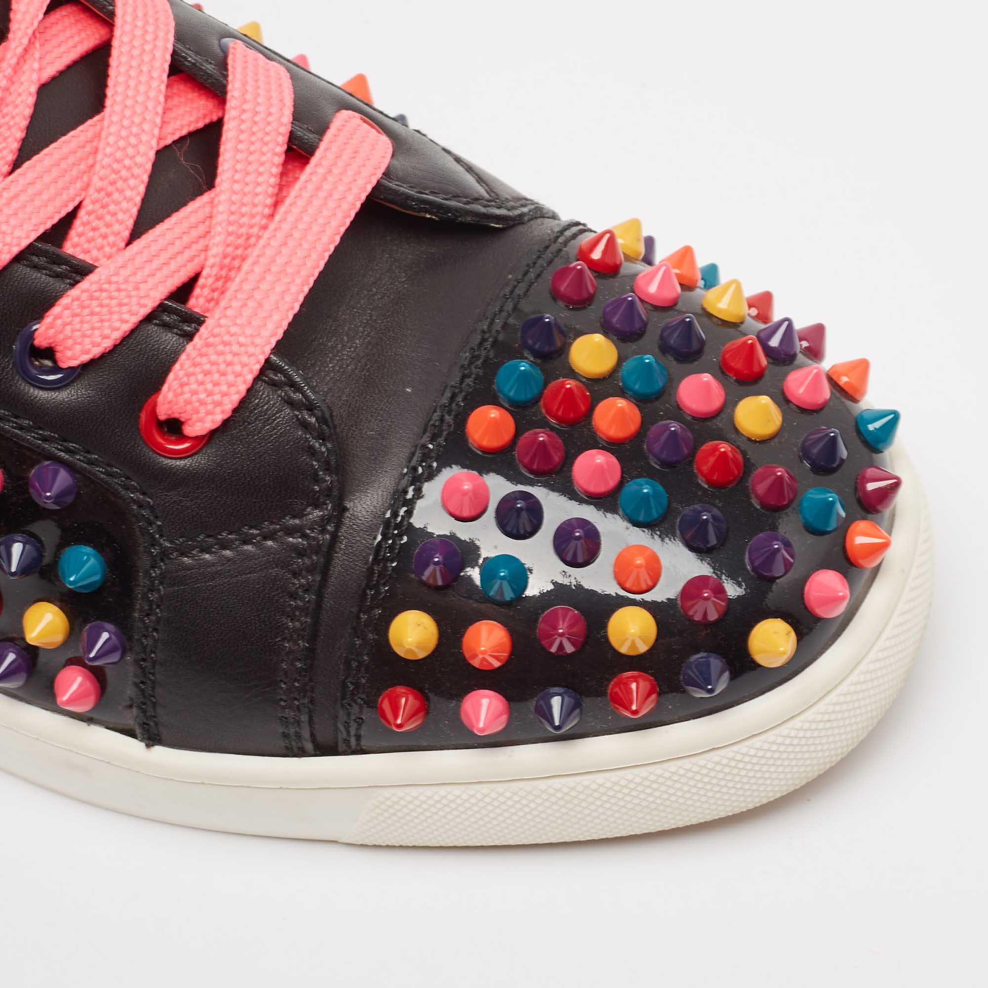 Christian Louboutin Multicolor Leather Louis Spikes High Top Sneakers Size 40