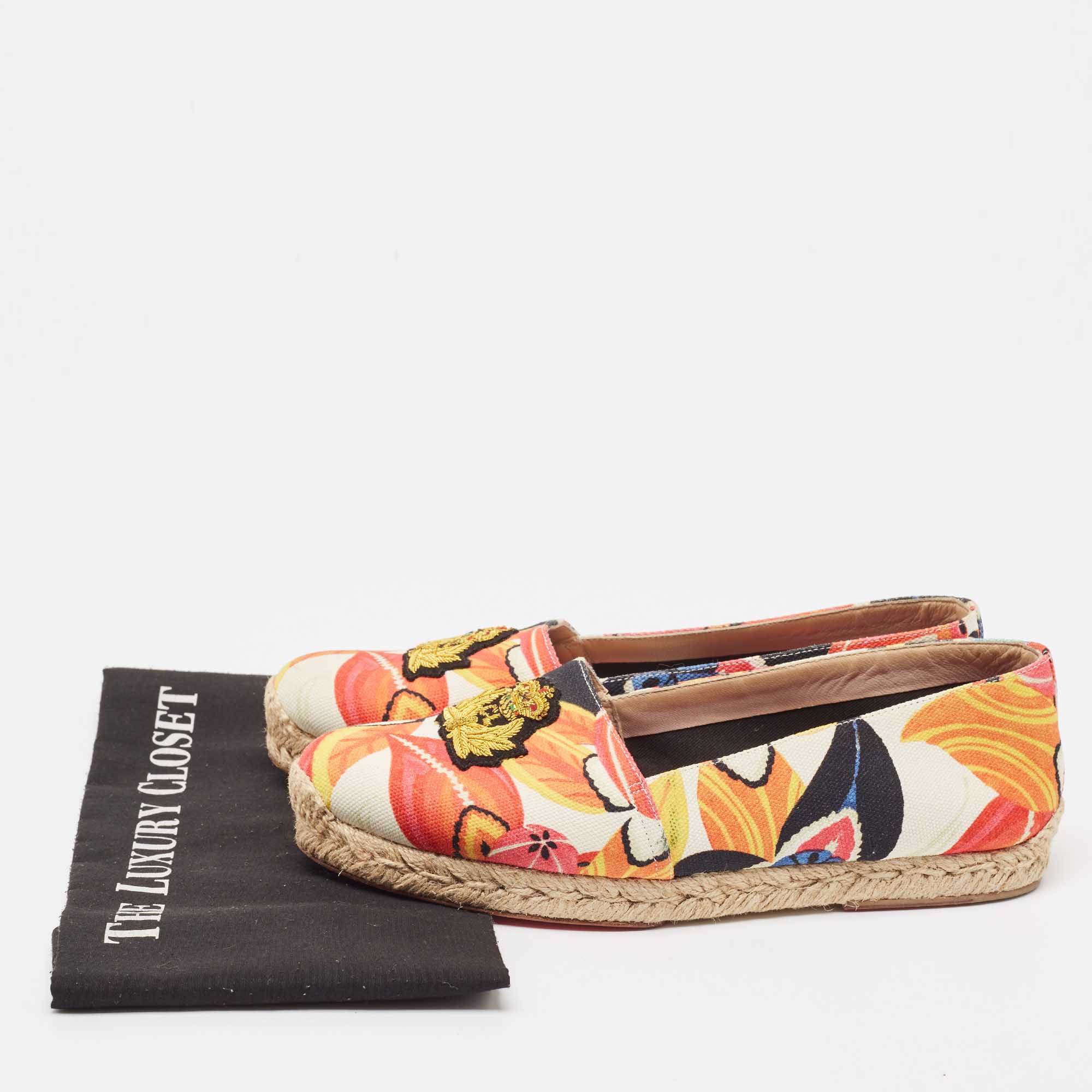 Christian Louboutin Multicolor Printed Canvas Espadrille Loafers Size 41