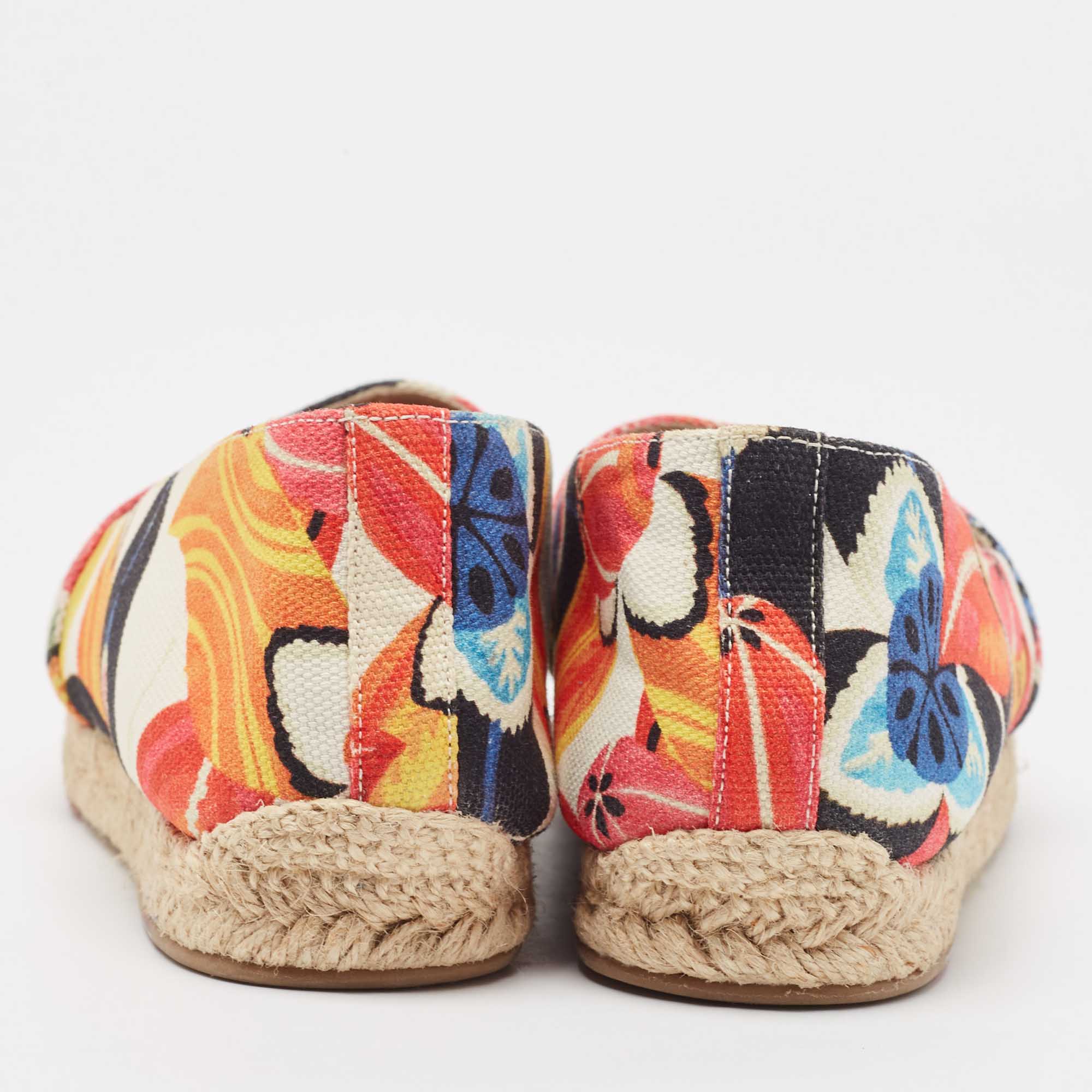 Christian Louboutin Multicolor Printed Canvas Espadrille Loafers Size 41