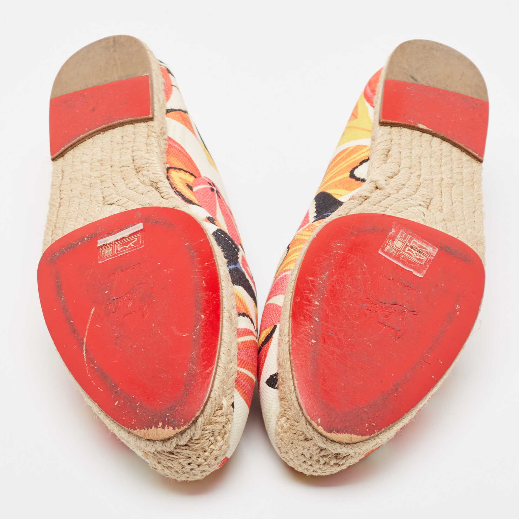 Christian Louboutin Multicolor Printed Canvas Espadrille Loafers Size 41