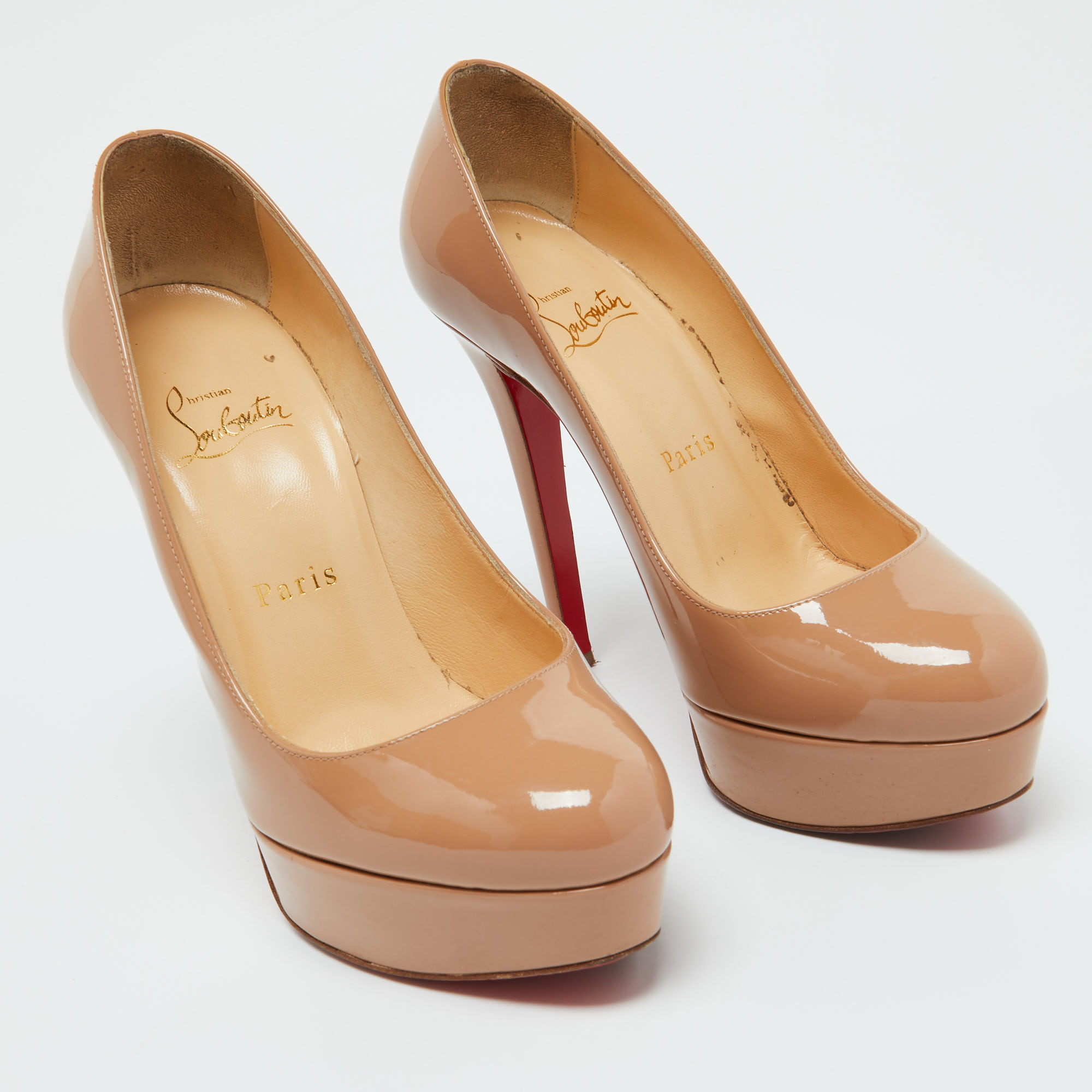 Christian Louboutin Beige Patent Leather Bianca Pumps Size 36.5