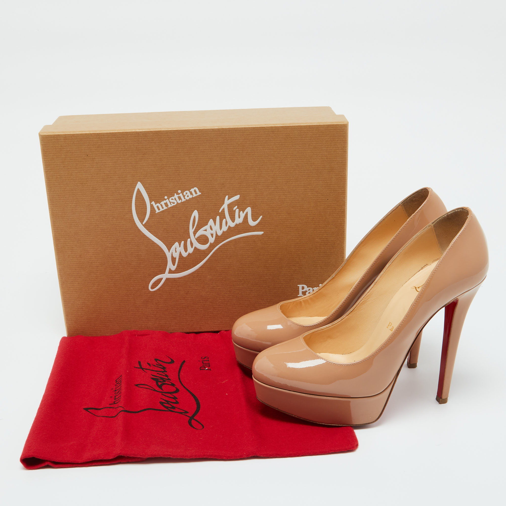 Christian Louboutin Beige Patent Leather Bianca Pumps Size 36.5