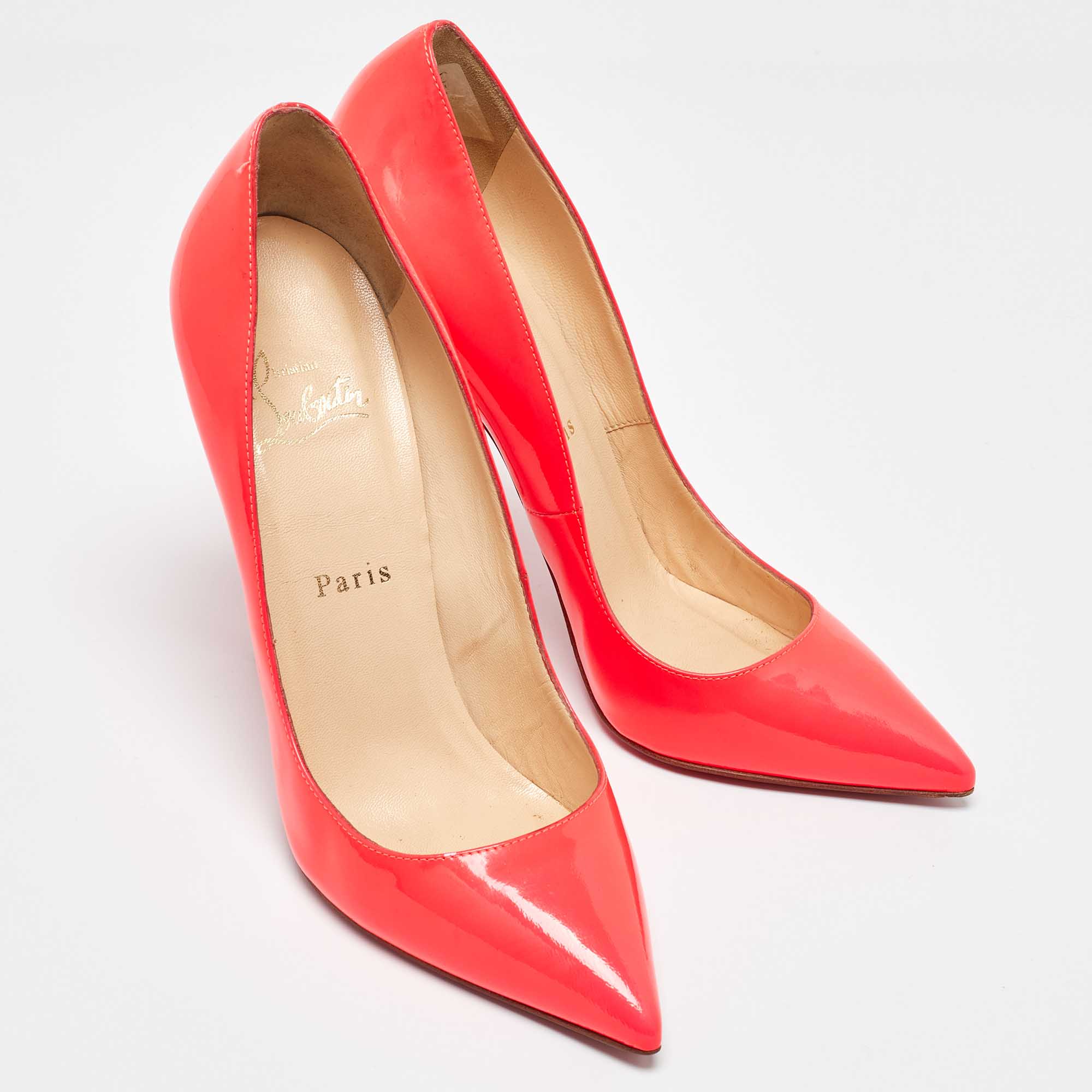 Christian Louboutin Pink Patent Leather So Kate Pointed Toe Pumps Size 37.5