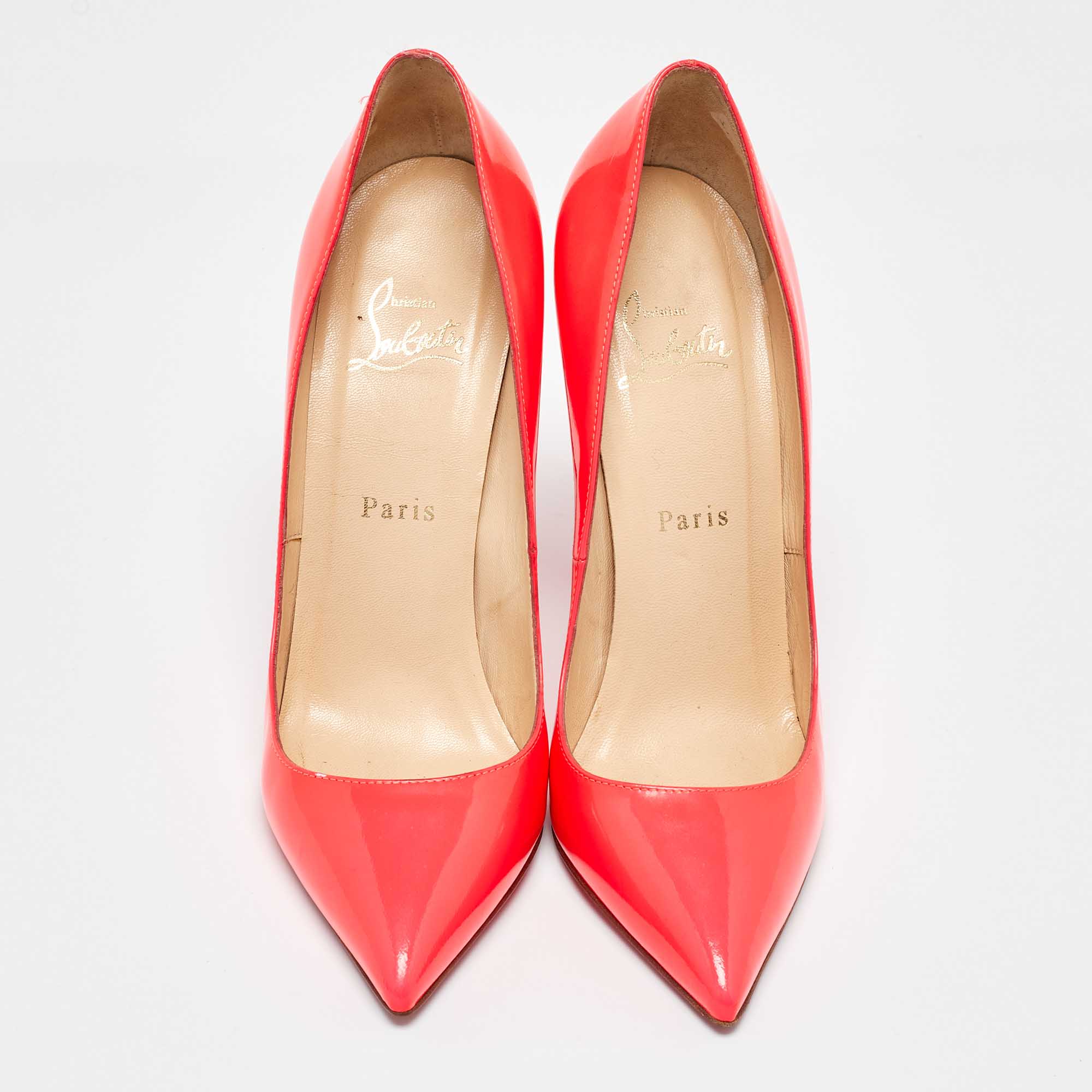 Christian Louboutin Pink Patent Leather So Kate Pointed Toe Pumps Size 37.5