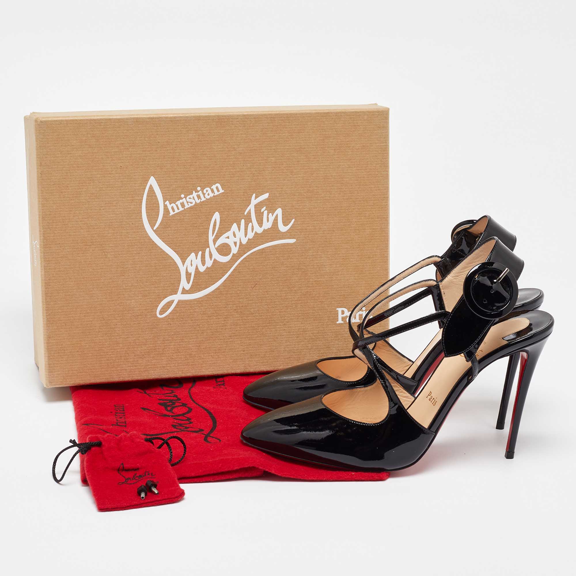 Christian Louboutin Black Patent Leather Hollandway Pumps Size 39