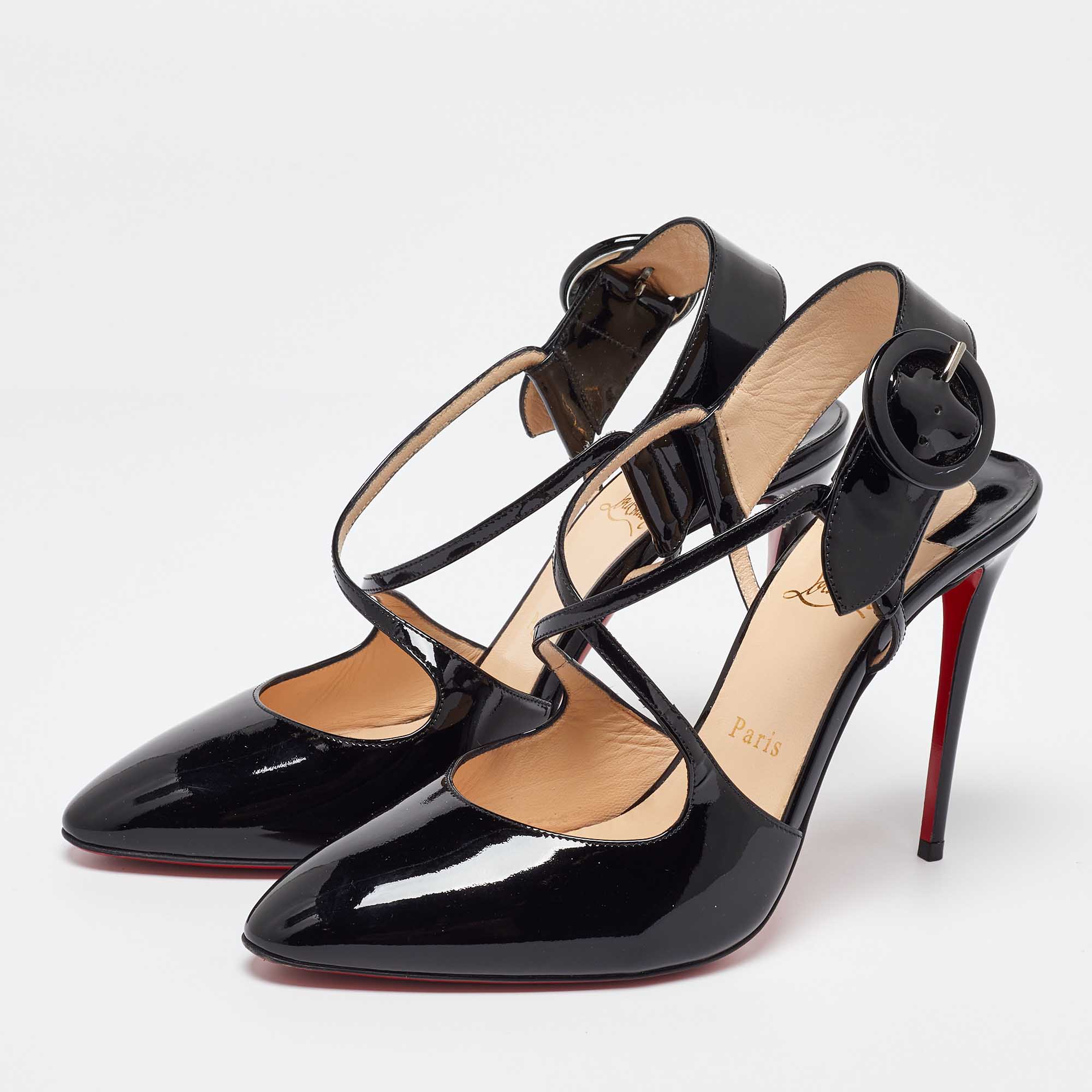 Christian Louboutin Black Patent Leather Hollandway Pumps Size 39