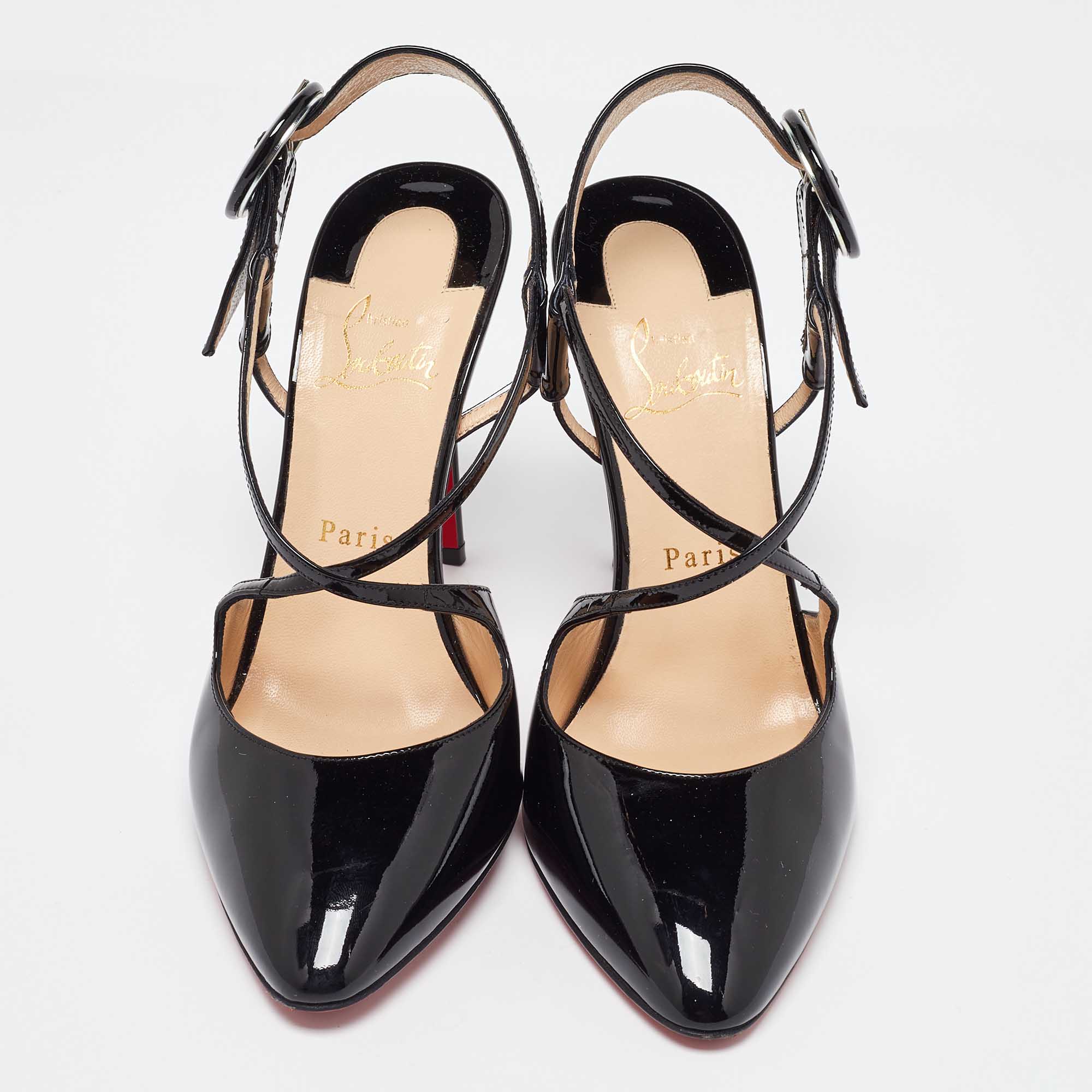 Christian Louboutin Black Patent Leather Hollandway Pumps Size 39