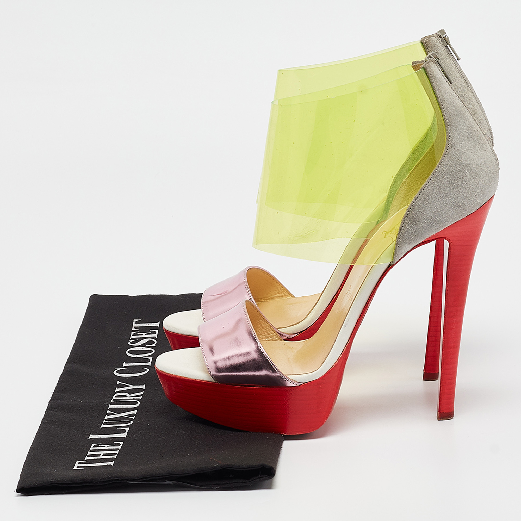 Christian Louboutin Tricolor Leather And PVC Dufoura Platform Sandals Size 36.5