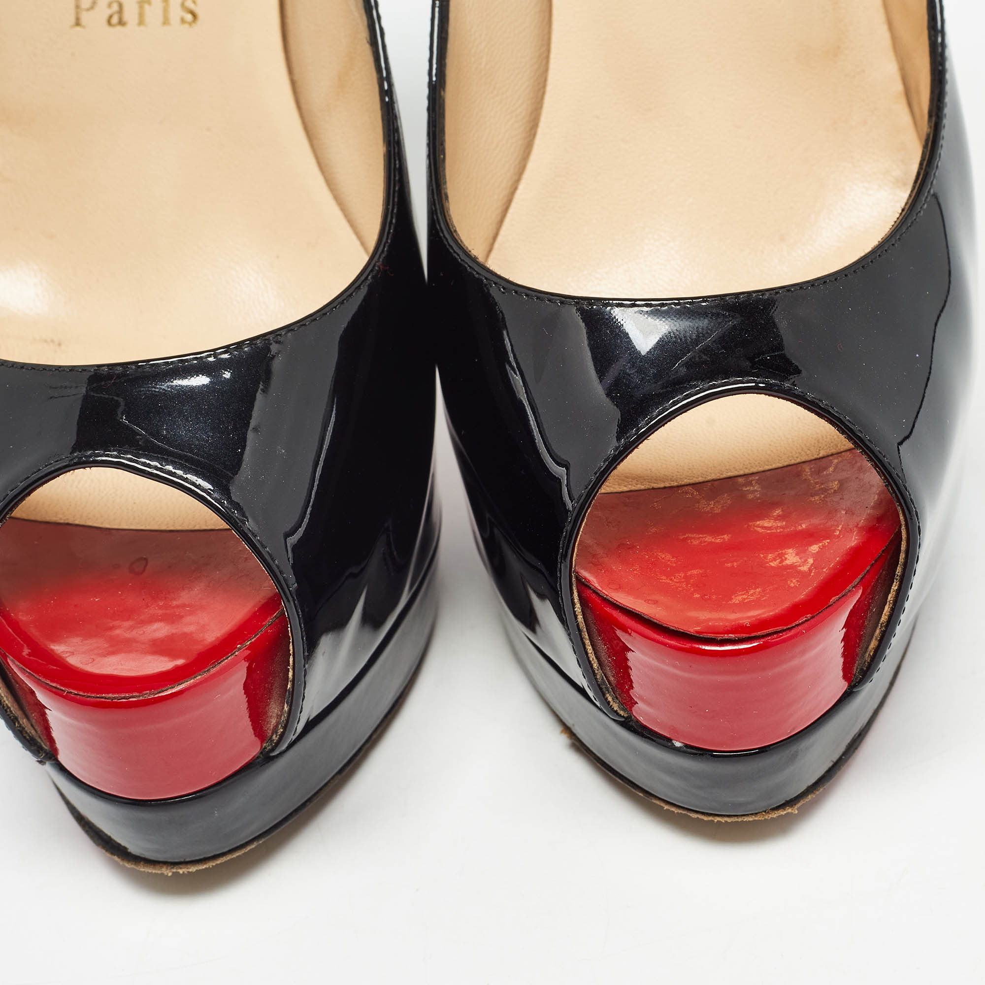 Christian Louboutin Black Patent Leather Altadama Pumps Size 36.5