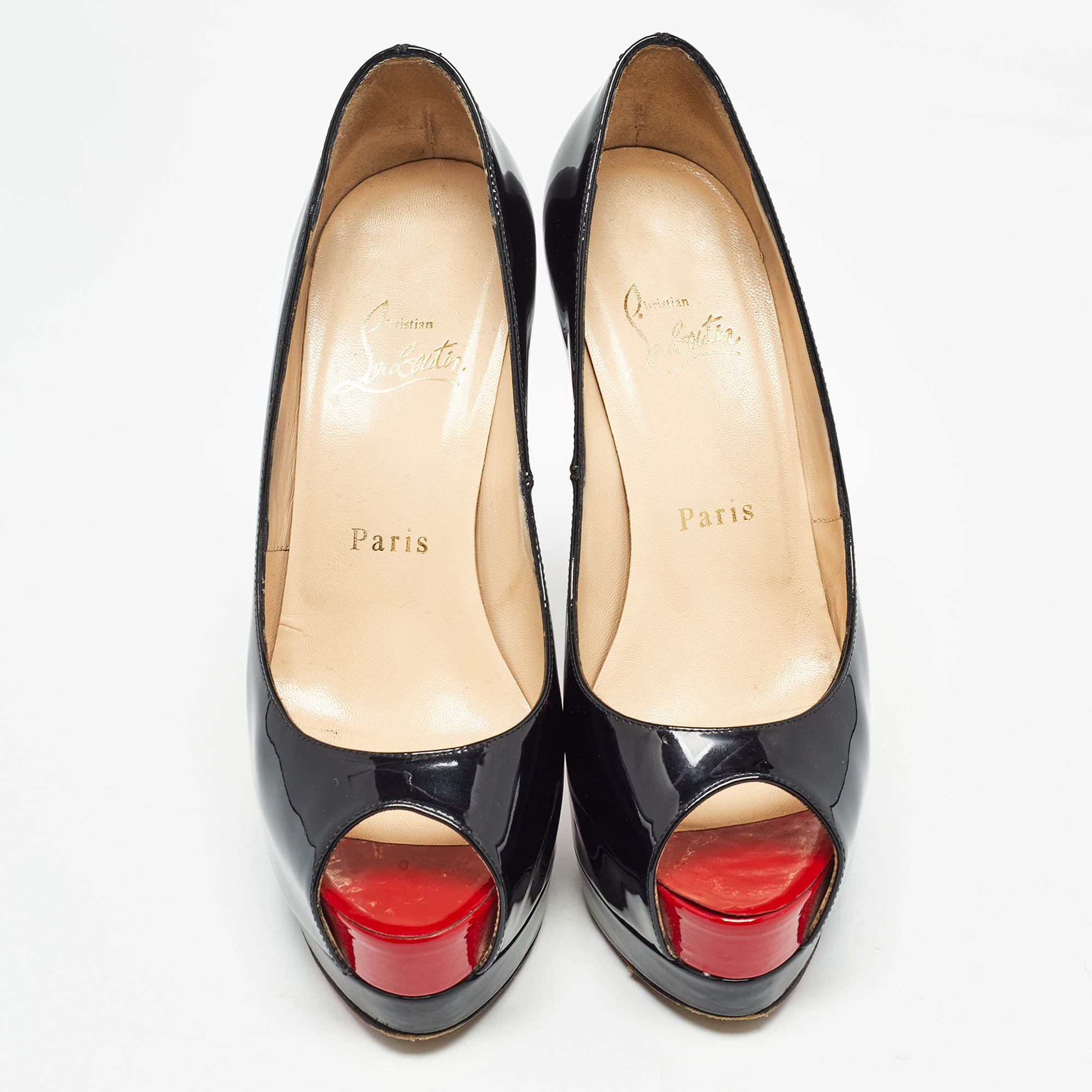 Christian Louboutin Black Patent Leather Altadama Pumps Size 36.5