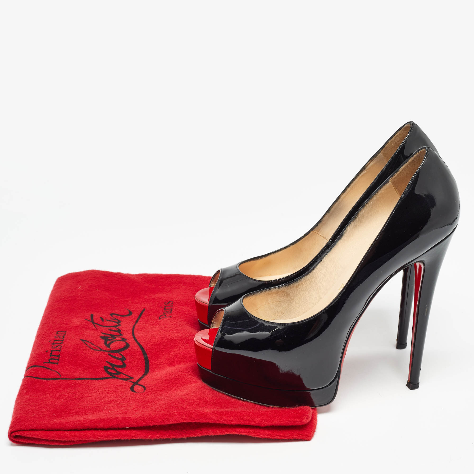 Christian Louboutin Black Patent Leather Altadama Pumps Size 36.5