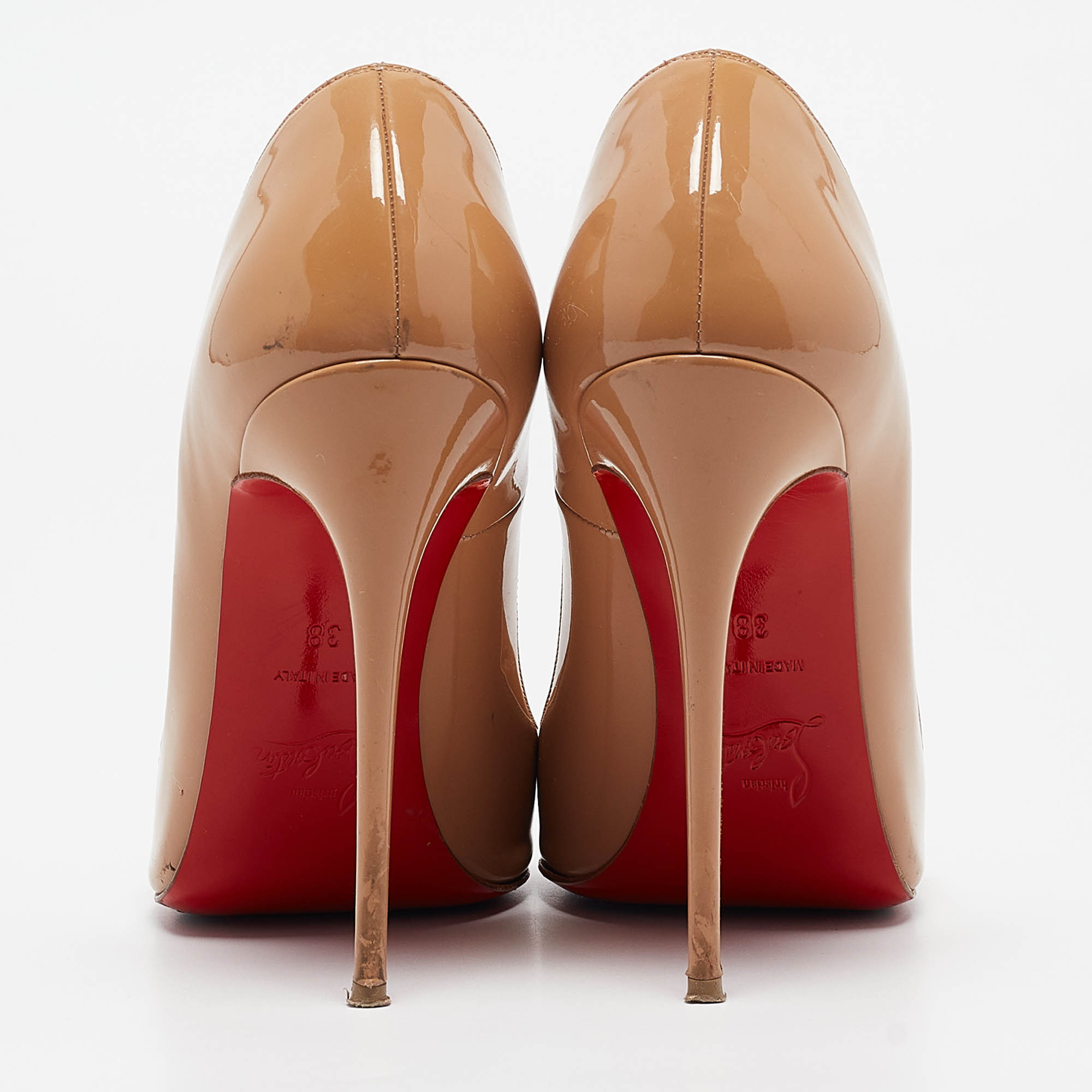 Christian Louboutin Beige Patent Leather So Kate Pumps Size 38