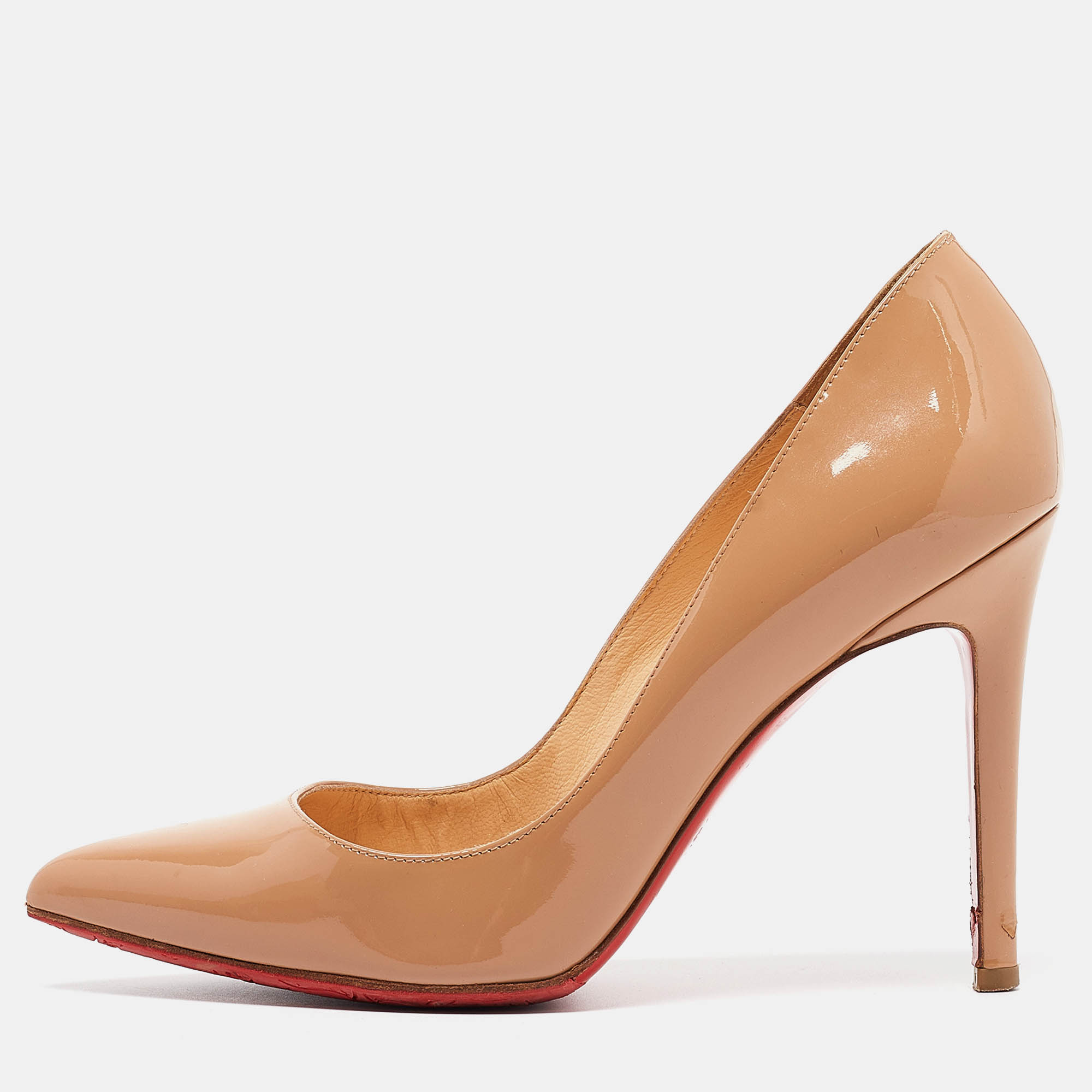 Christian Louboutin Beige Patent Leather Pigalle Pumps Size 36