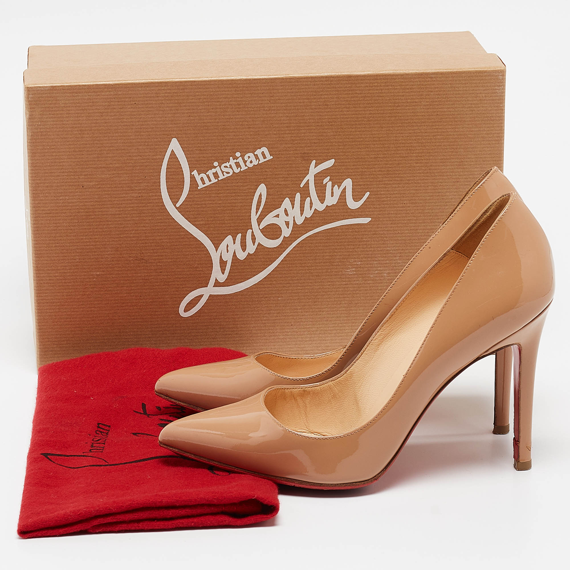 Christian Louboutin Beige Patent Leather Pigalle Pumps Size 36