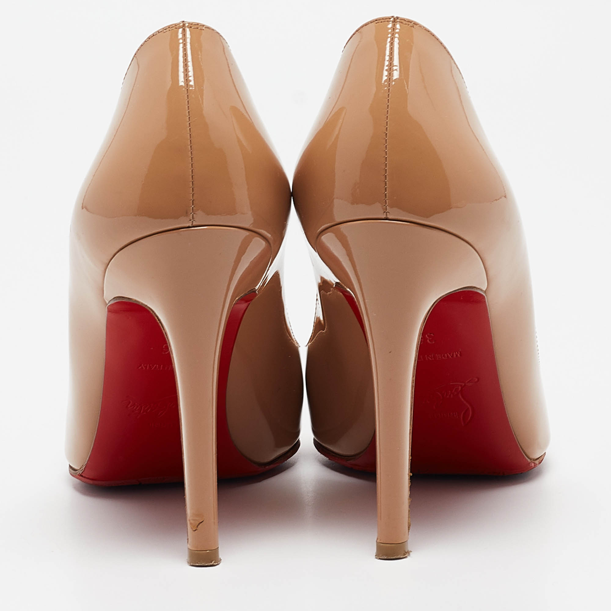 Christian Louboutin Beige Patent Leather Pigalle Pumps Size 36