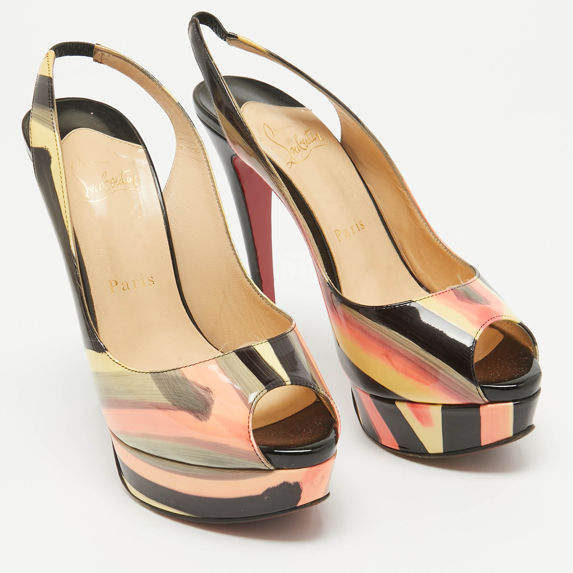 Christian Louboutin Multicolor Lady Peep Sling Pumps Size 36.5