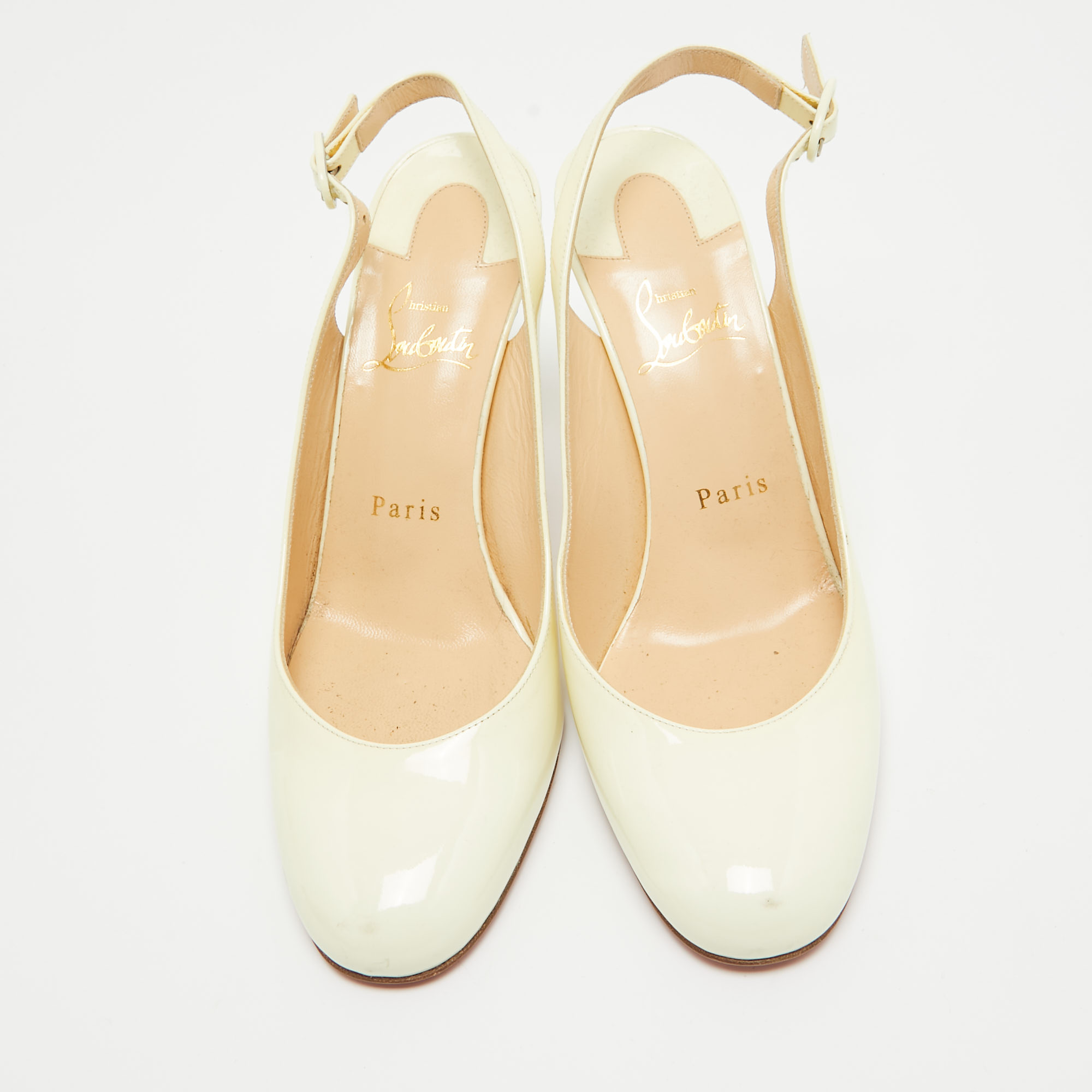 Christian Louboutin Cream Patent Leather Pumps 37