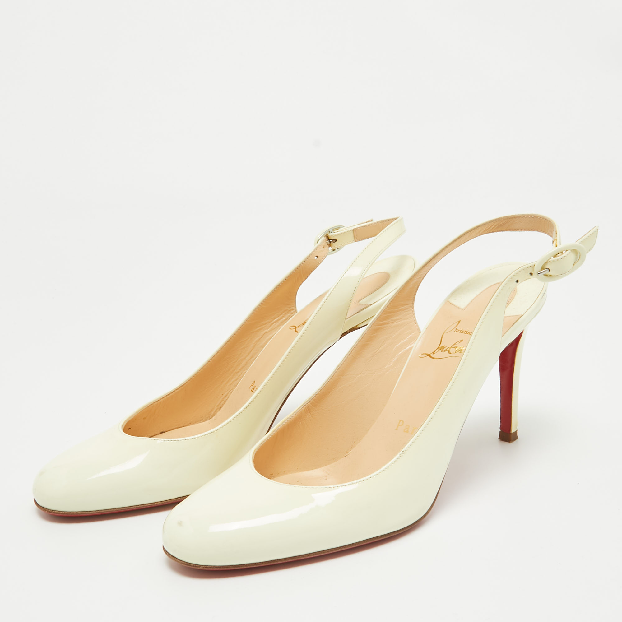 Christian Louboutin Cream Patent Leather Pumps 37