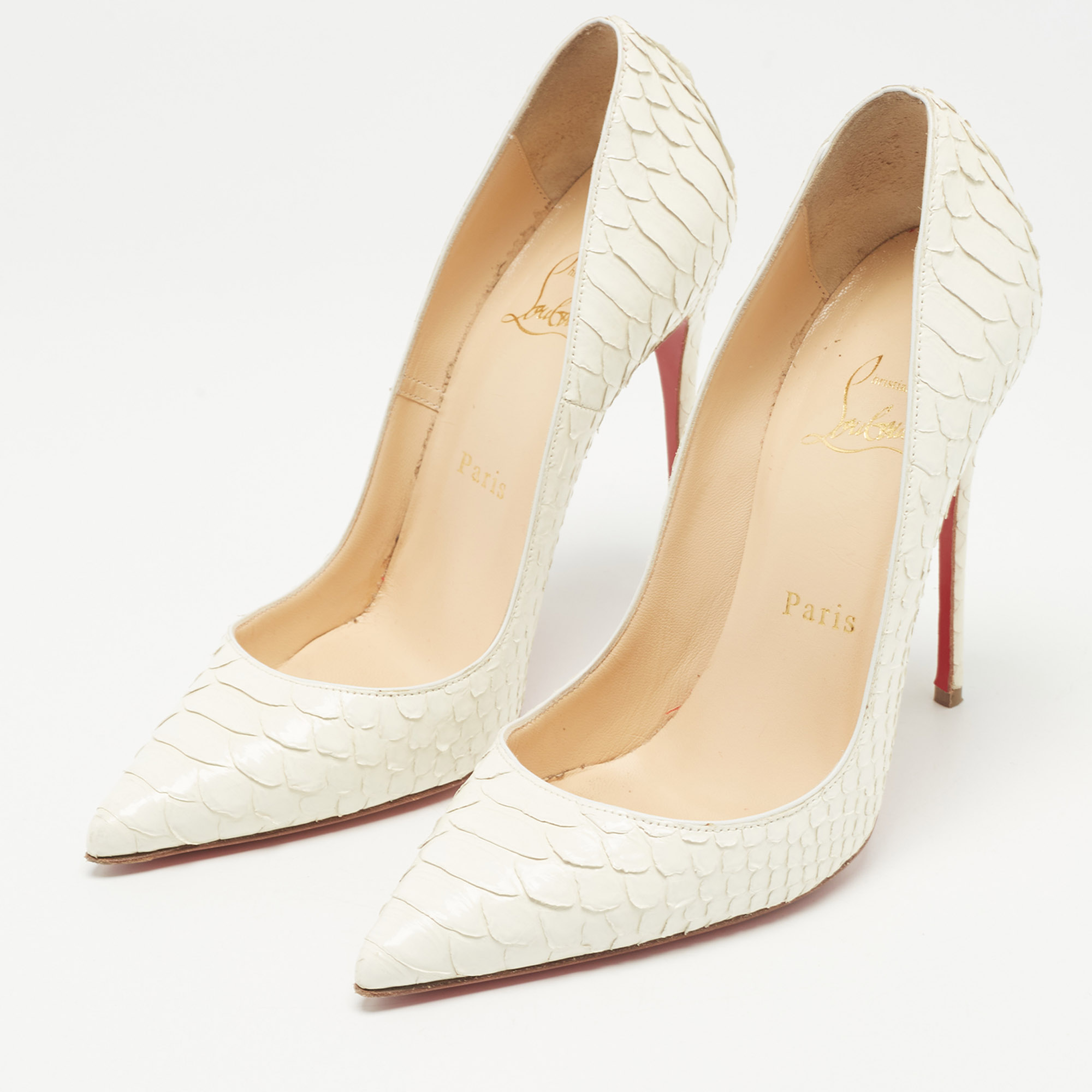 Christian Louboutin Off White Python So Kate Pumps Size 36.5