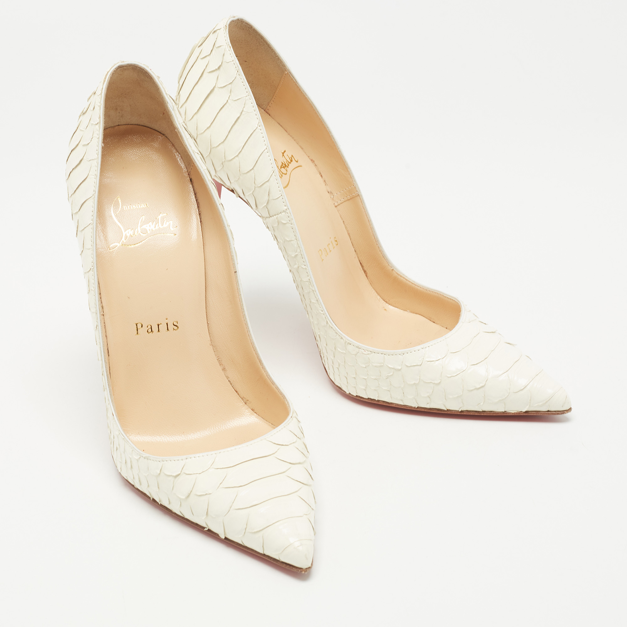 Christian Louboutin Off White Python So Kate Pumps Size 36.5