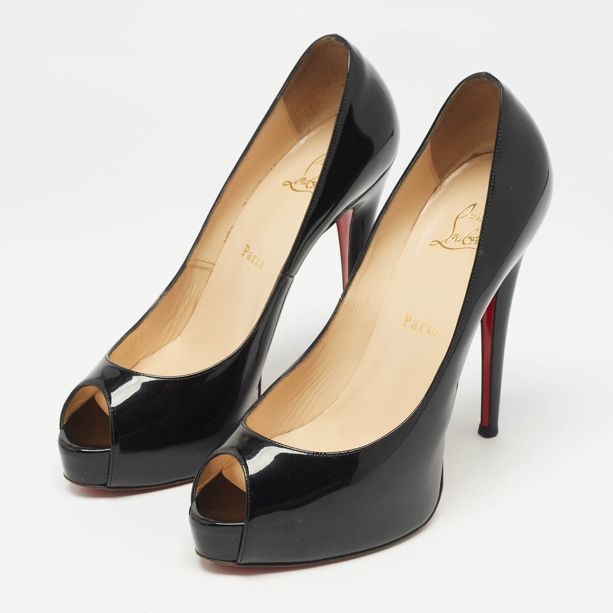 Christian Louboutin Black Patent Leather Vendome Pumps Size 38