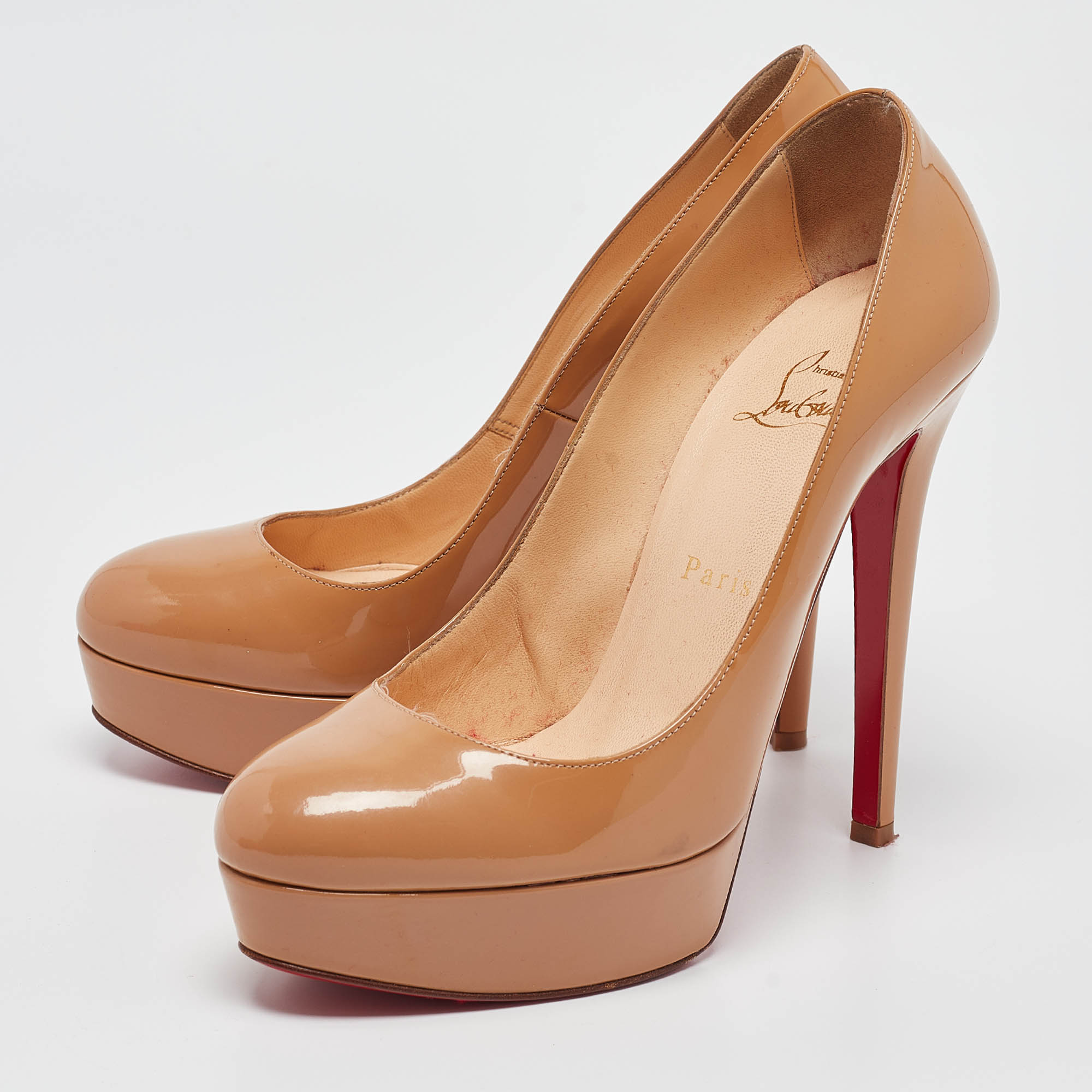 Christian Louboutin Beige Patent Leather Bianca Pumps Size 38