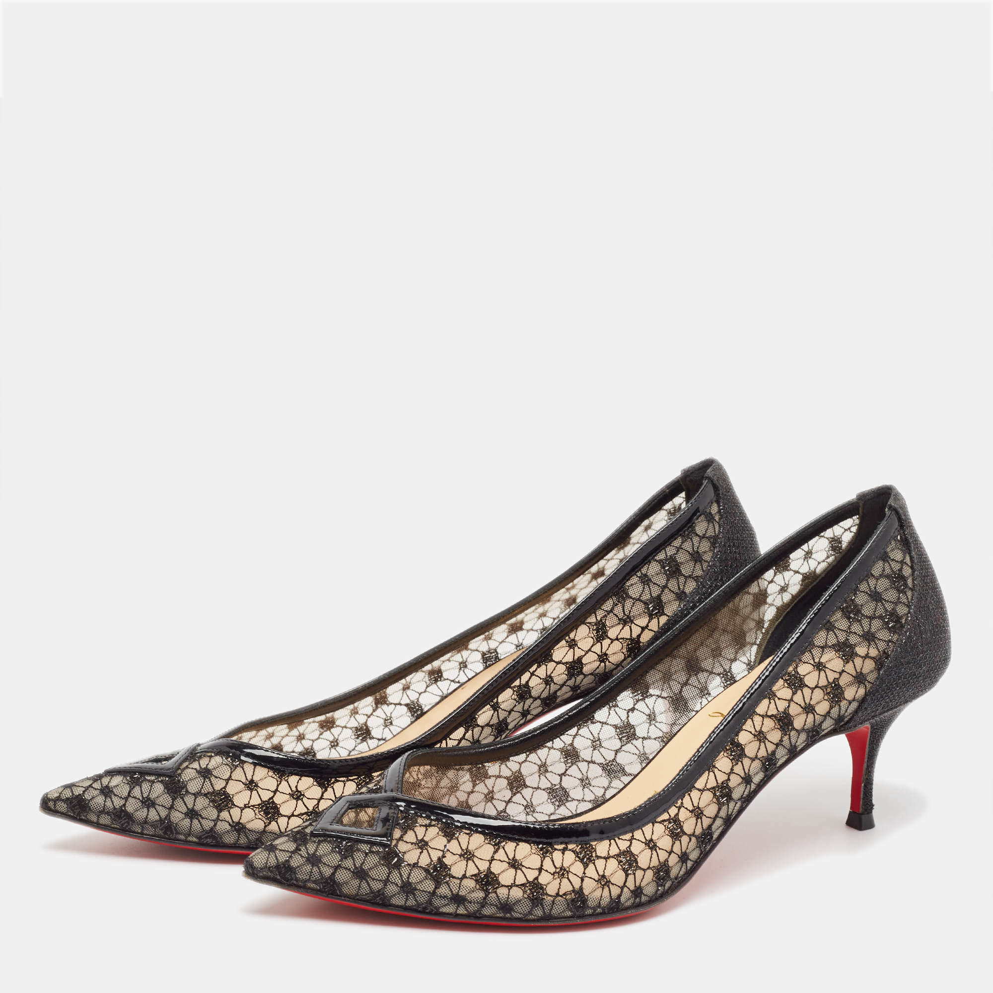 Christian Louboutin Black Lace Neoalto Pumps Size 38