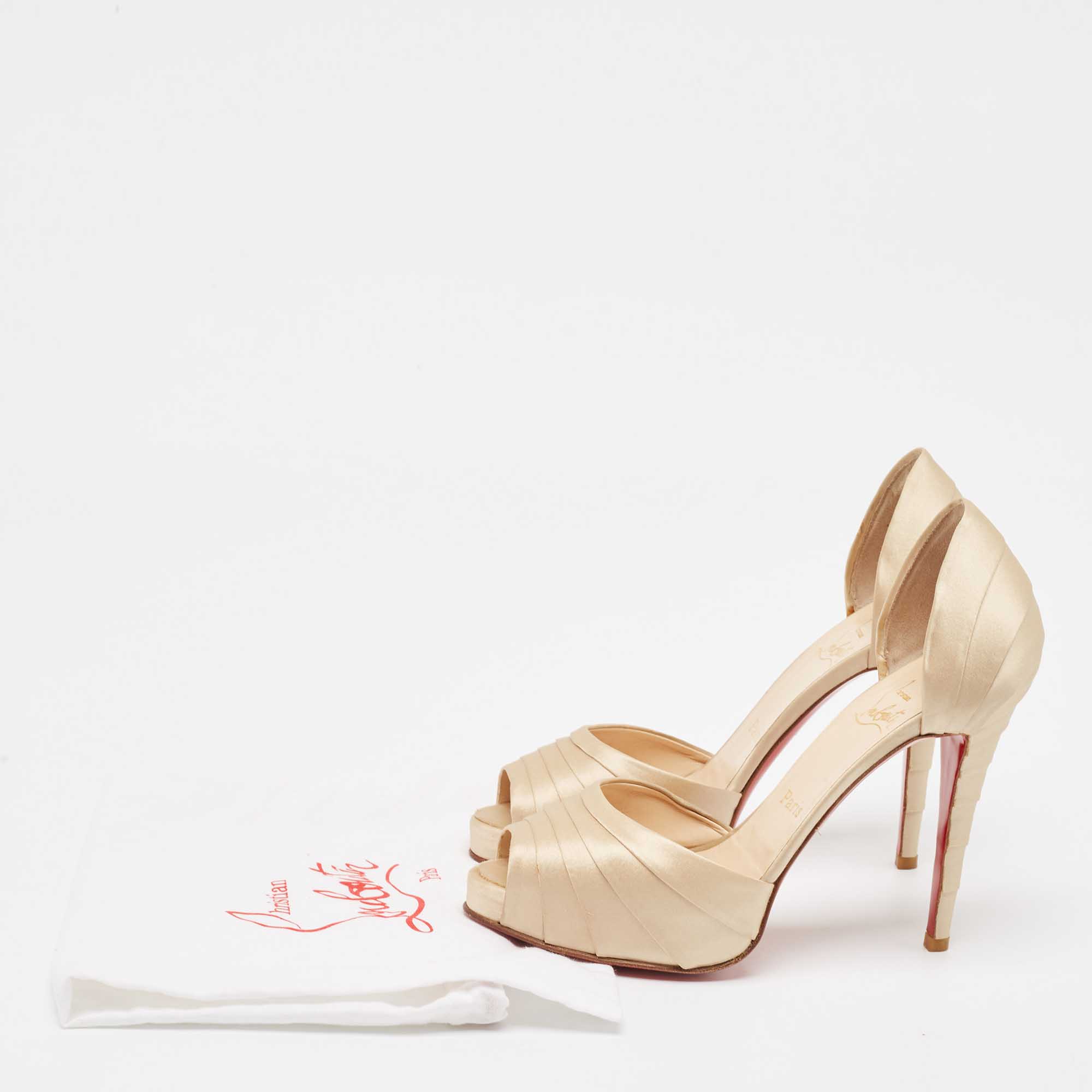 Christian Louboutin Gold Satin Armadillo Pumps Size 38.5