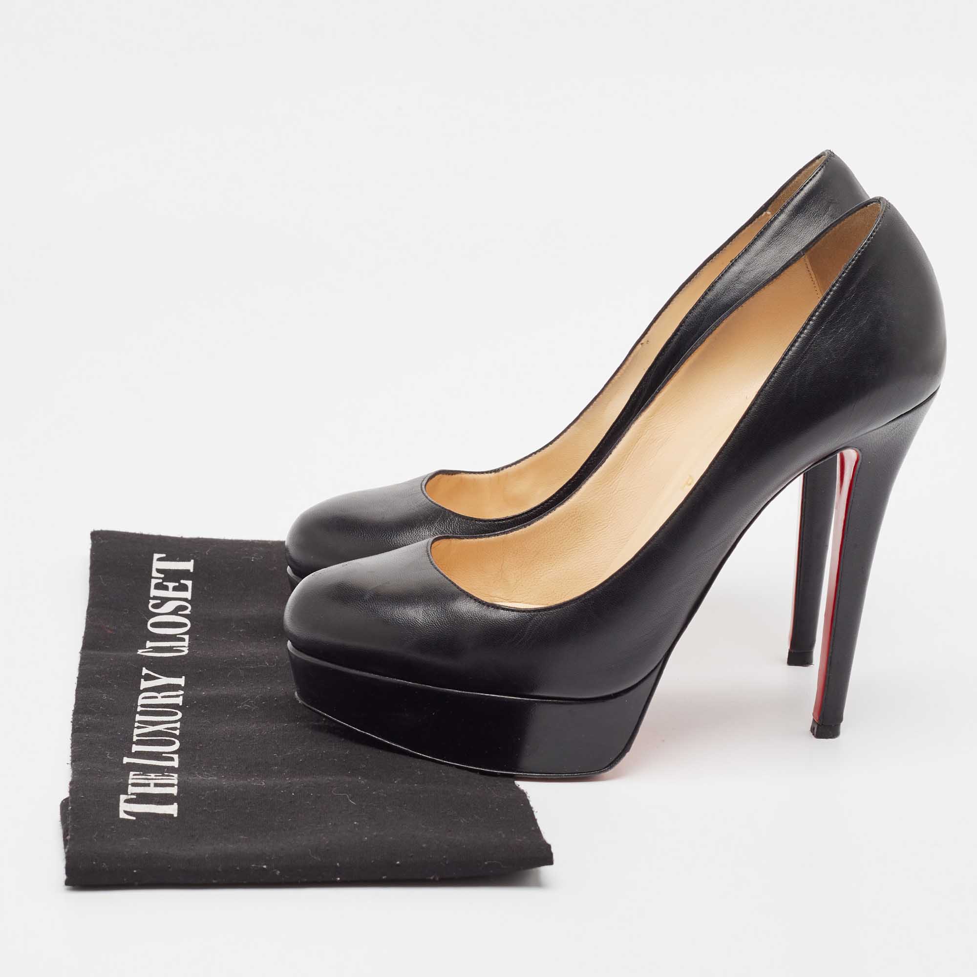 Christian Louboutin Black Leather Bianca Platform Pumps 39.5