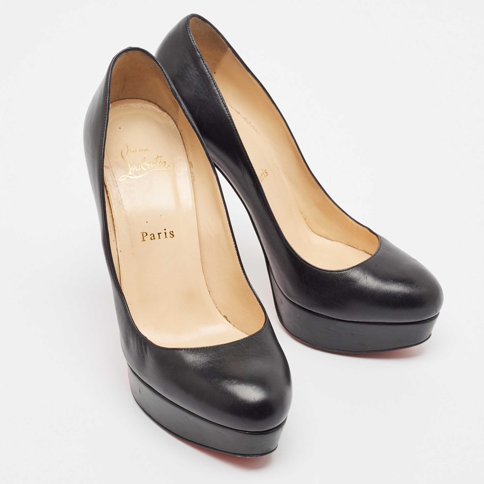 Christian Louboutin Black Leather Bianca Platform Pumps 39.5